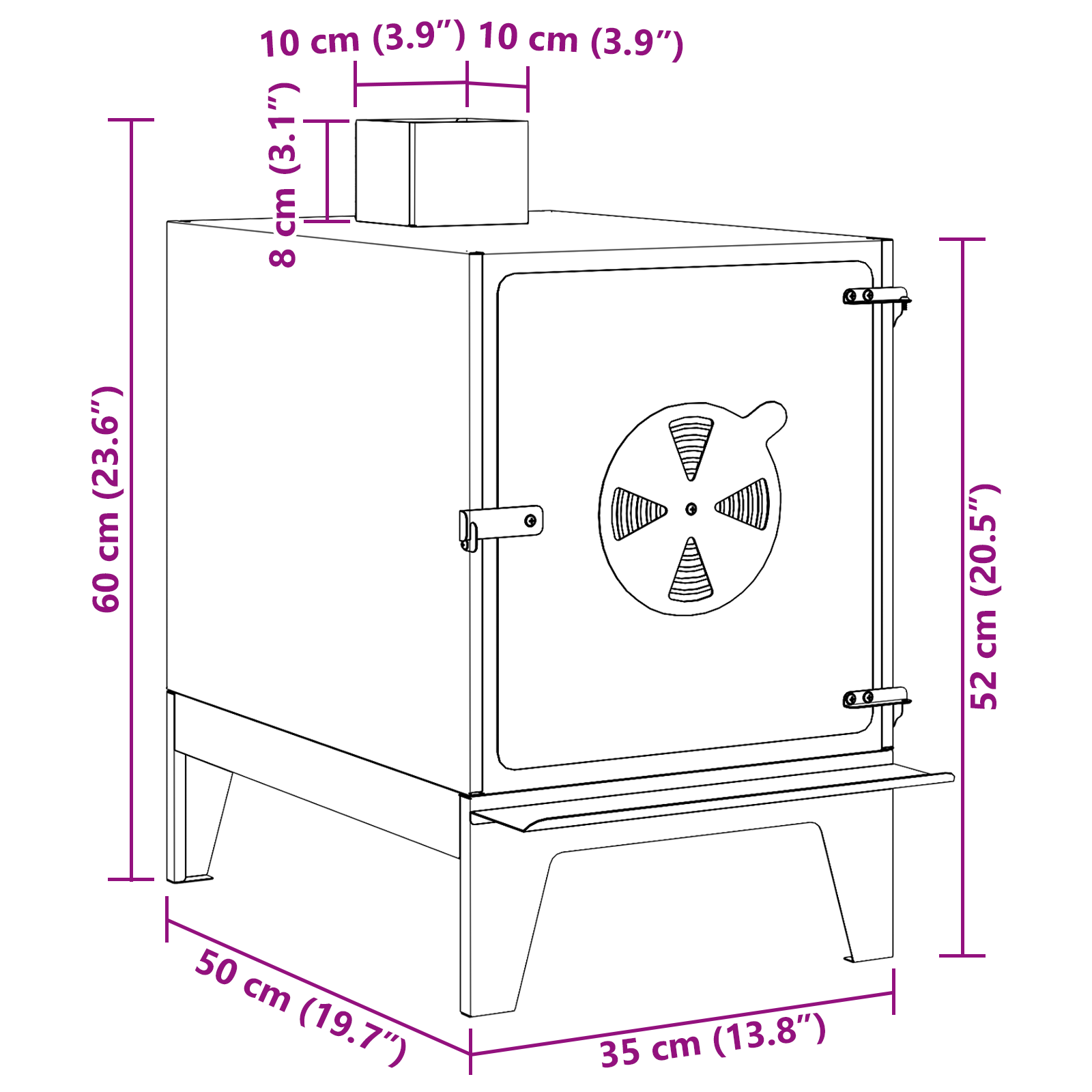 Camping Stove with Chimney Black 35x50x60 cm Steel - Image 10