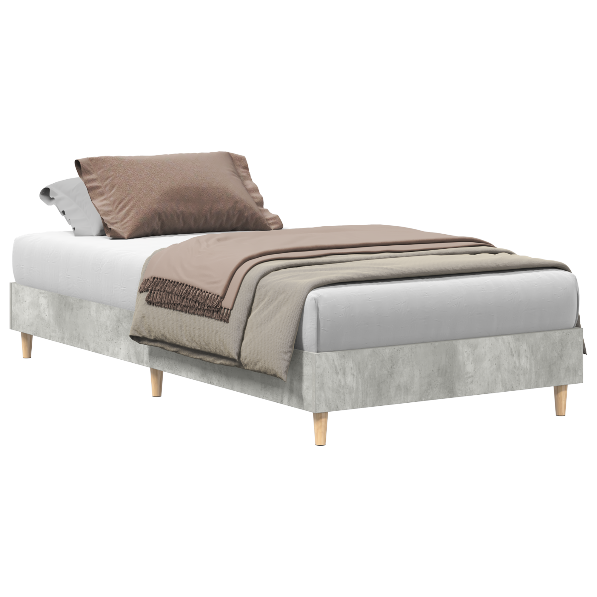 Bed Frame 90x200 cm Concrete Grey Engineered Wood - Image 2