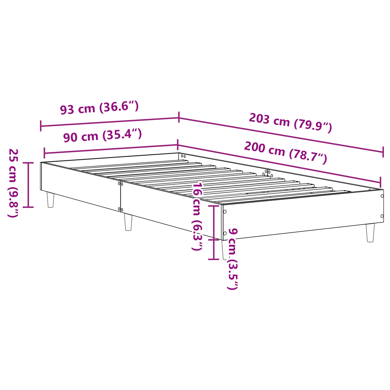 Bed Frame 90x200 cm Grey Sonoma Engineered Wood - Image 10