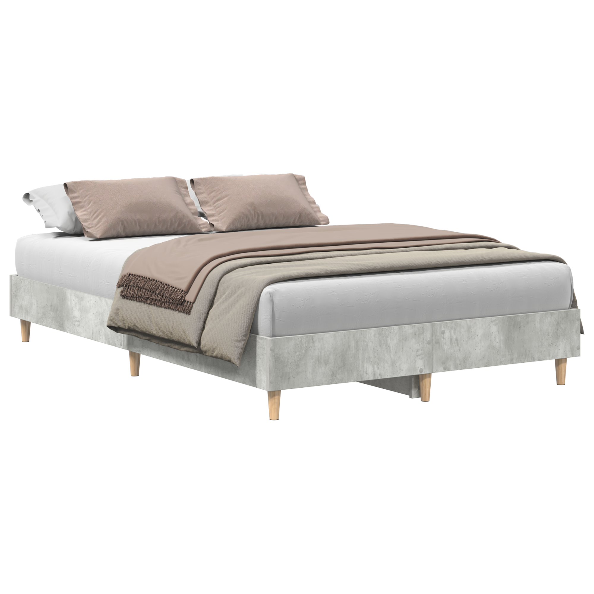 Bed Frame 120x190 cm in Concrete Grey with Engineered Wood - Image 2