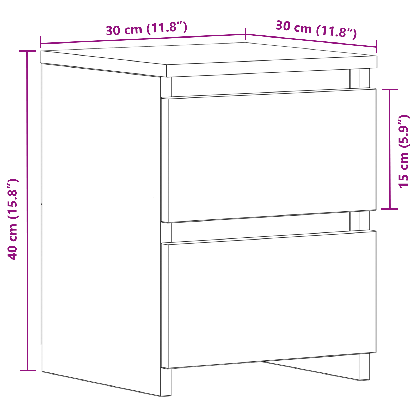 Bedside Cabinets with Drawers 2 pcs Black Oak 30x30x40 cm - Image 11