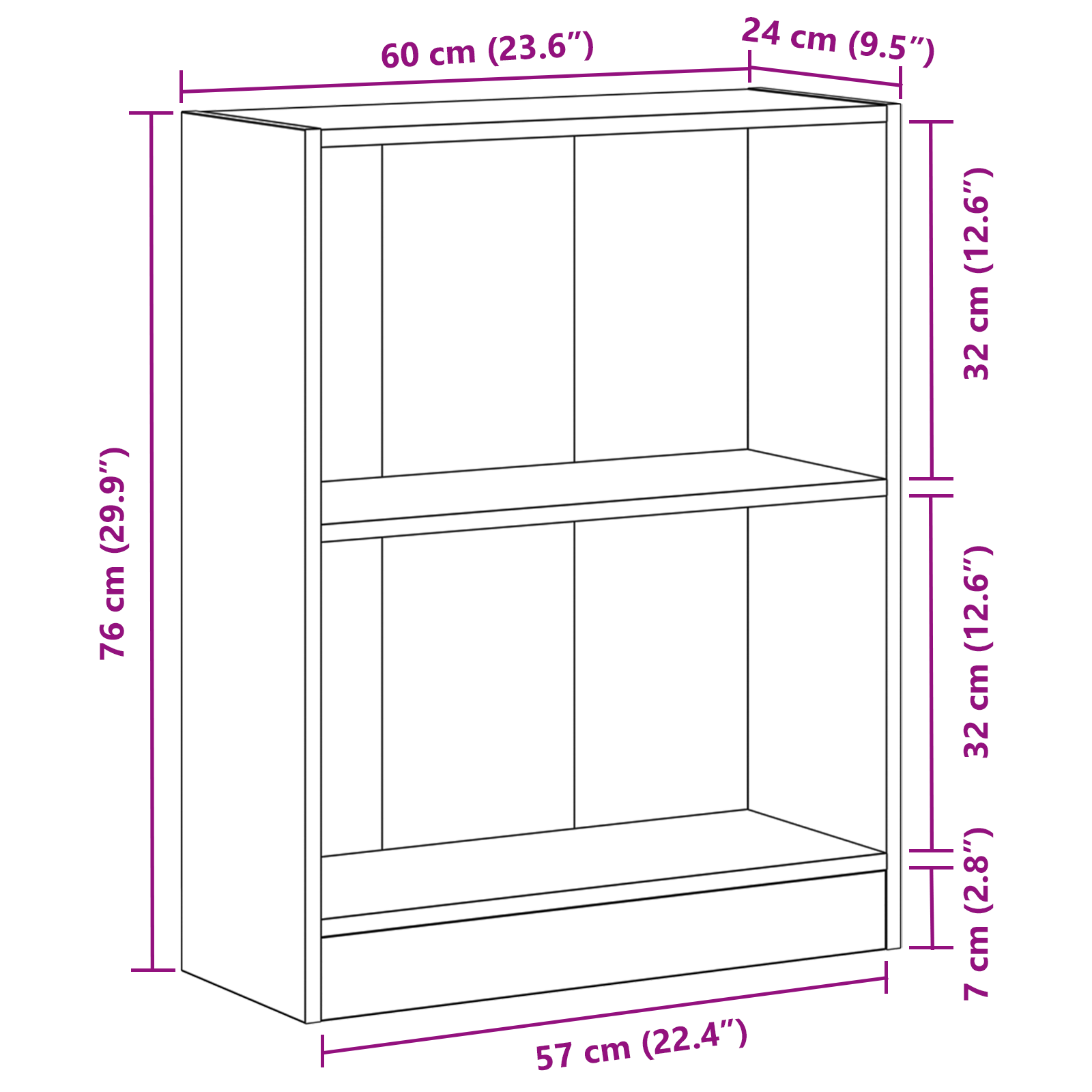 Book Cabinet Black 60x24x76 cm Engineered Wood - Image 9