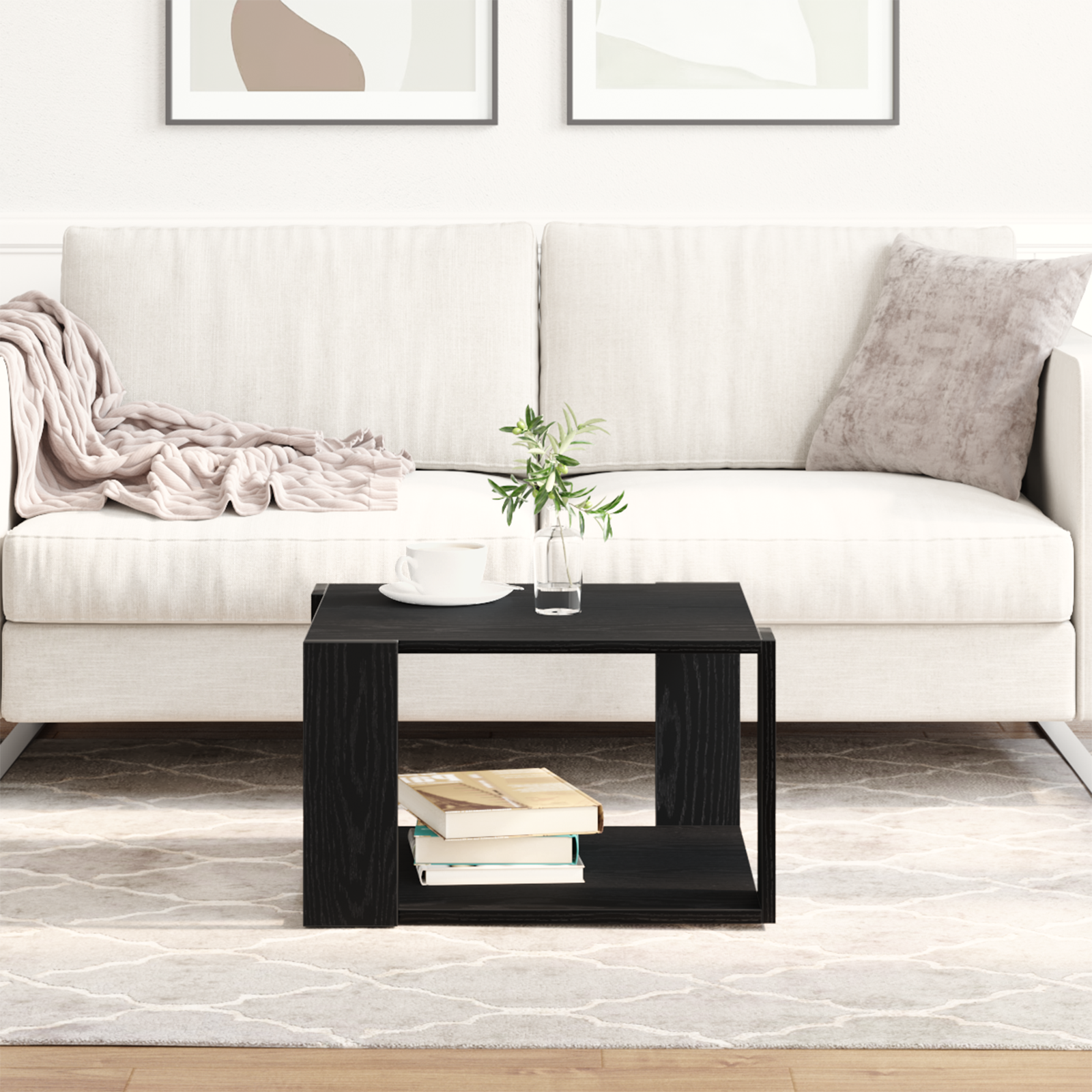 Couch Table Black oak Engineered wood 85 x 55 x 31 cm Durable