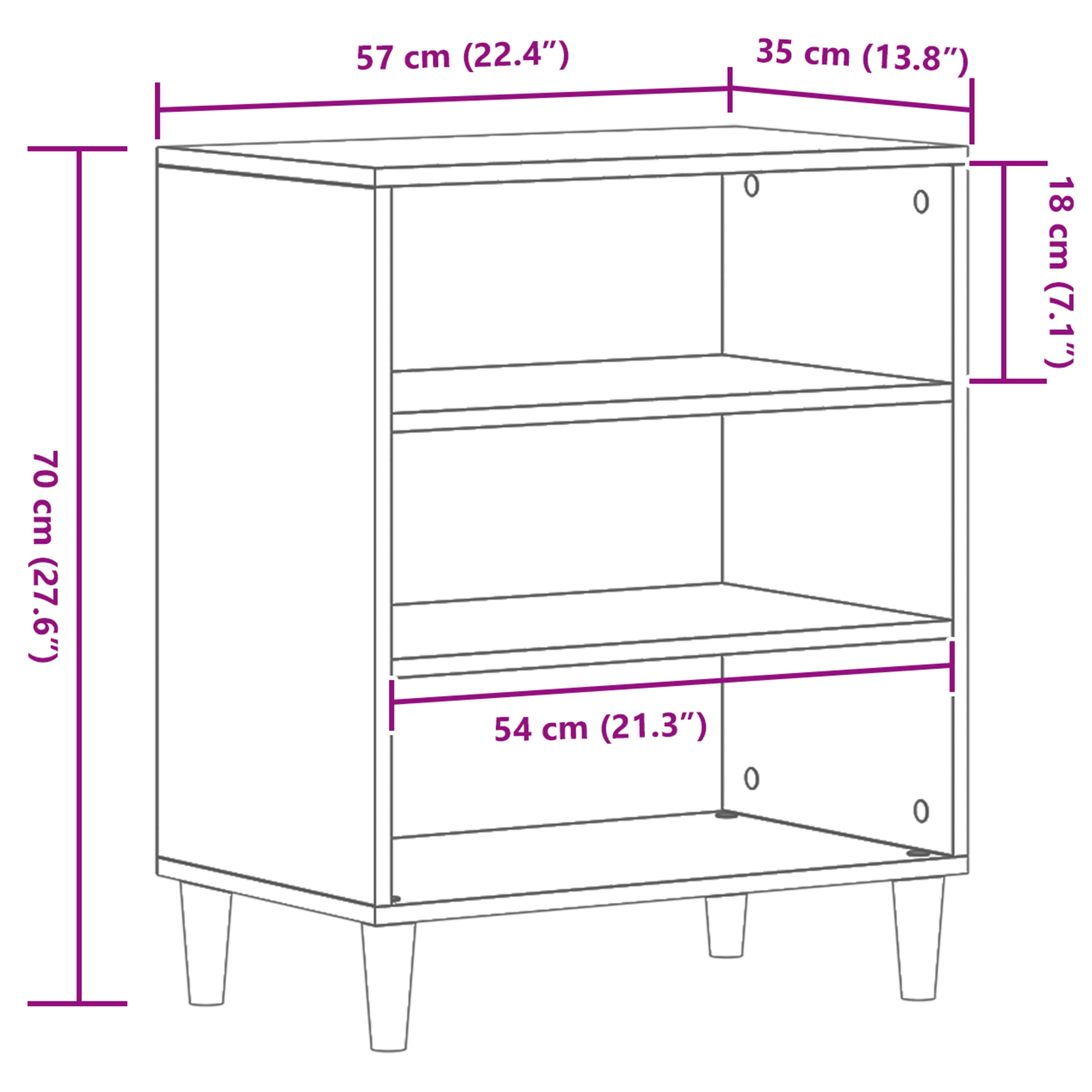 Black Oak Sideboard, 57x35x70 cm, Made from Engineered Wood - Image 9