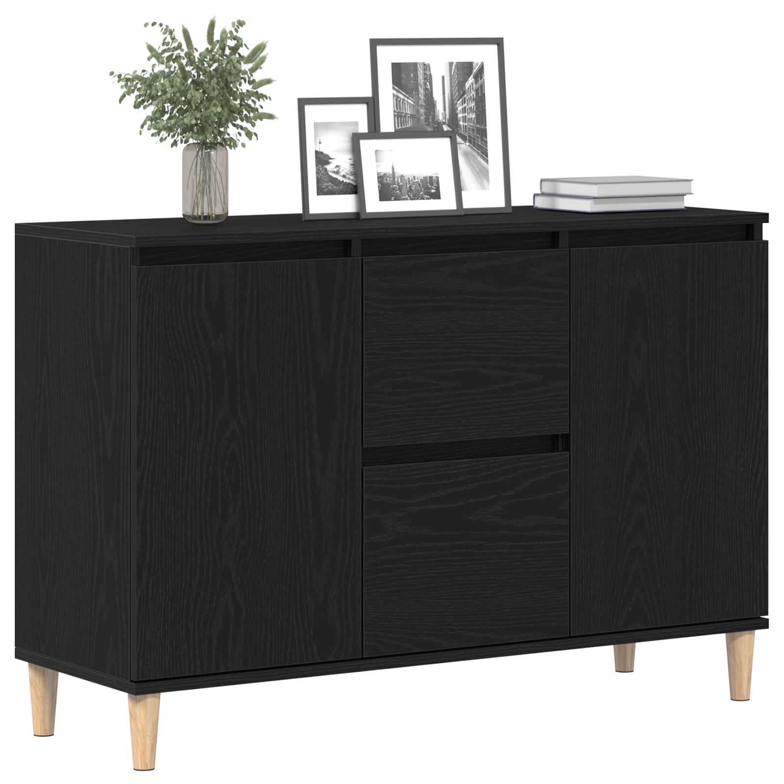 Black Oak Sideboard - 101x35x60 cm - Made of Engineered Wood - Image 3