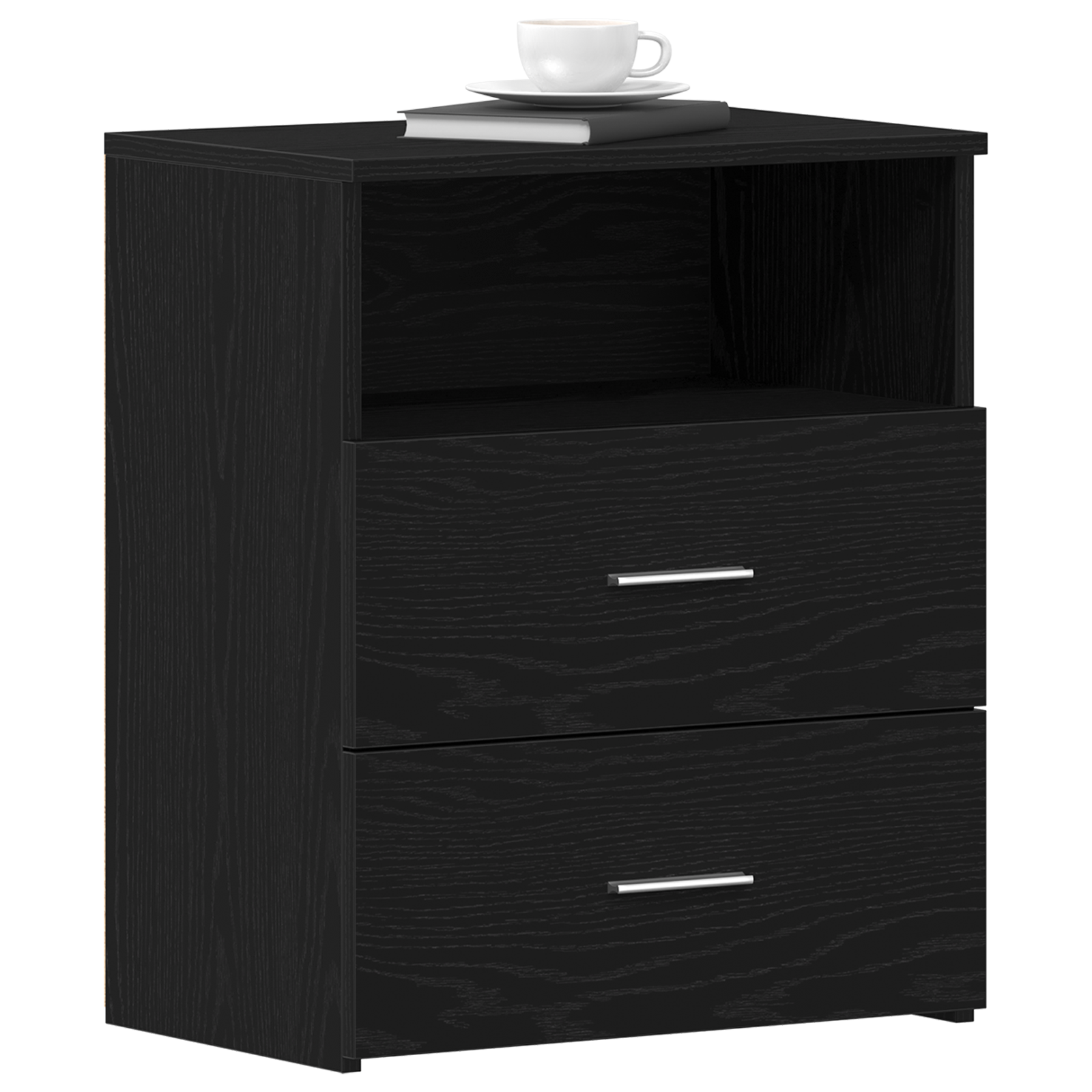 Black Oak Nightstand 50x32x60cm Made from Engineered Wood - Image 3