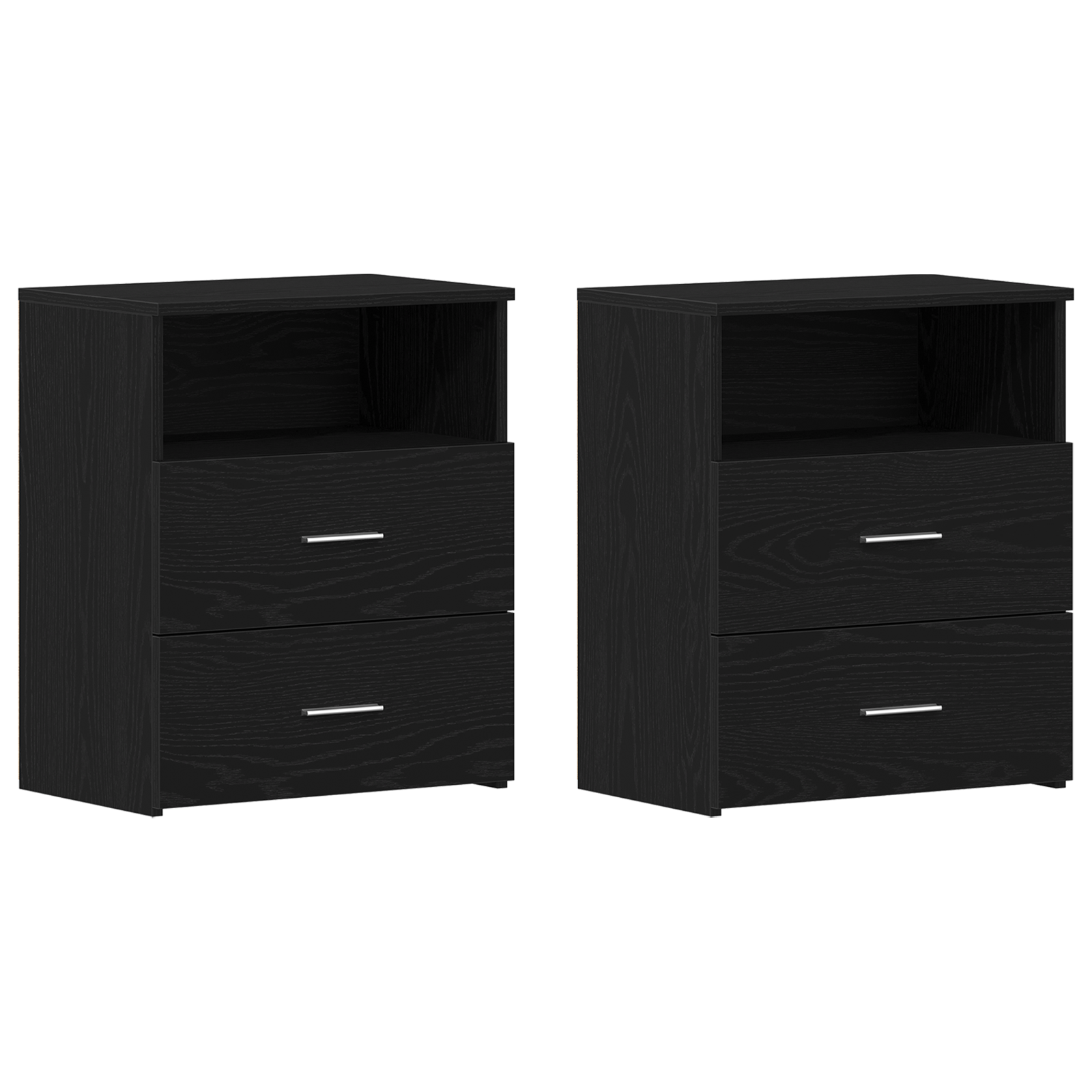 Nightstands Set of 2 Black Oak 50x32x60cm Made of Engineered Wood - Image 6