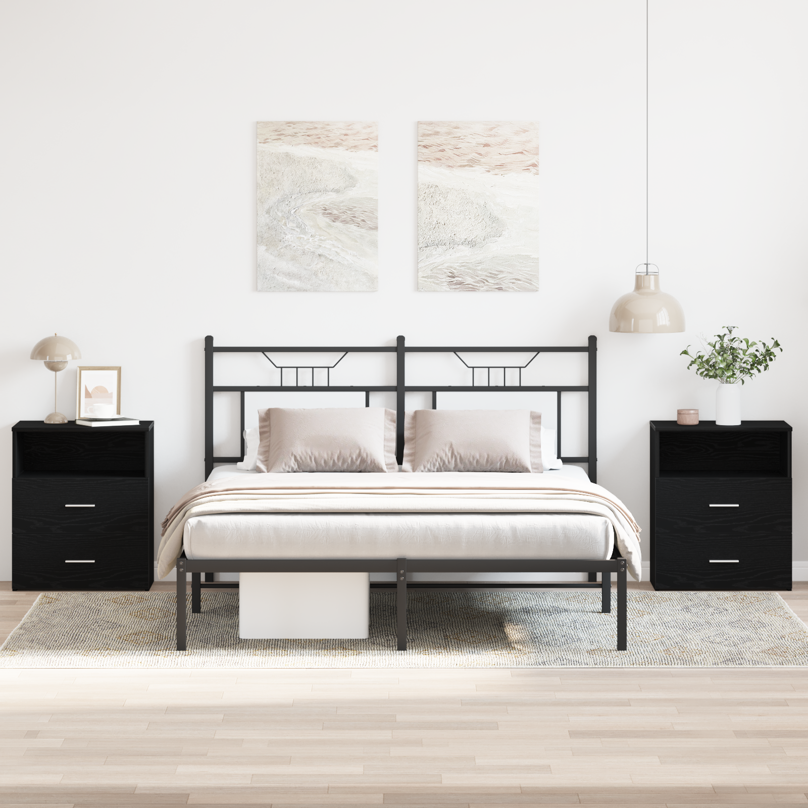 Nightstands Set of 2 Black Oak 50x32x60cm Made of Engineered Wood