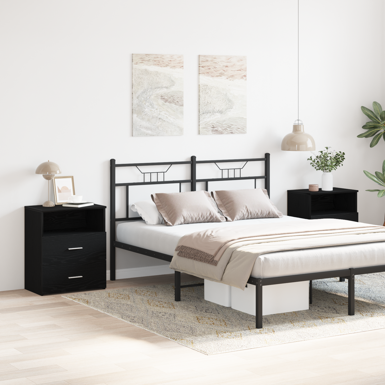 Nightstands Set of 2 Black Oak 50x32x60cm Made of Engineered Wood - Image 4