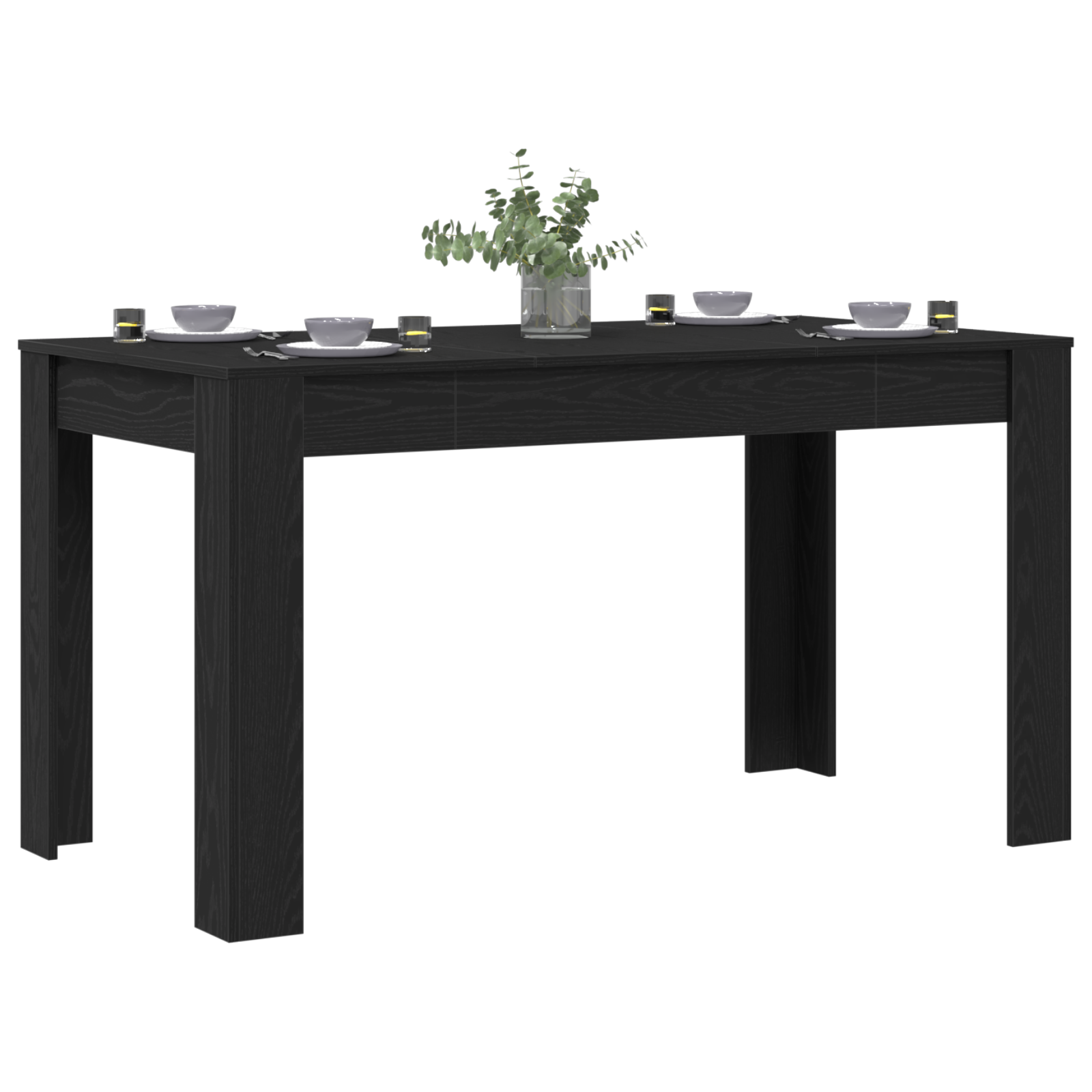 Black Oak Dining Table 140x74.5x76 cm - Made of Engineered Wood - Image 3