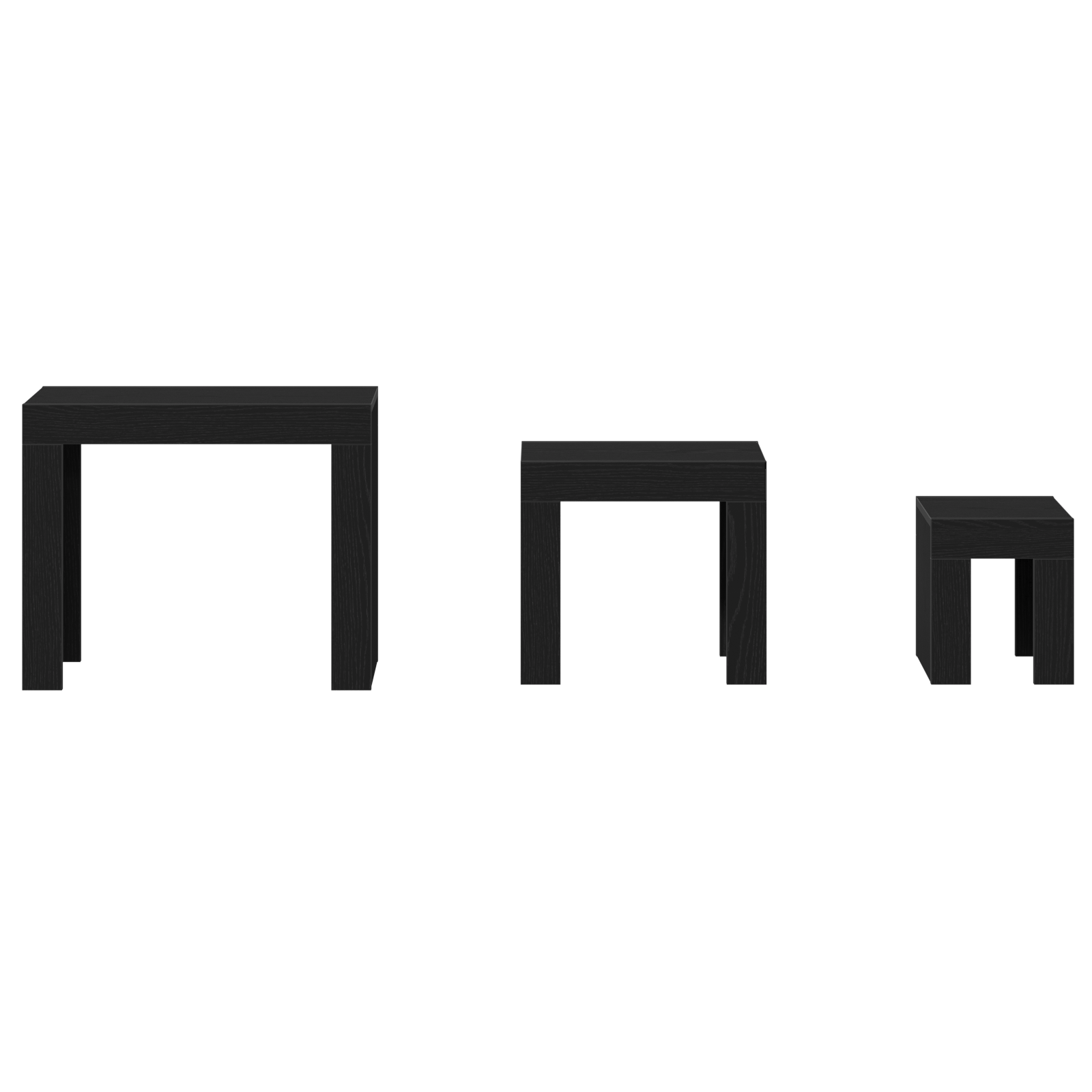 3-Piece Nesting Coffee Table Set - Black Oak Engineered Wood - Image 6