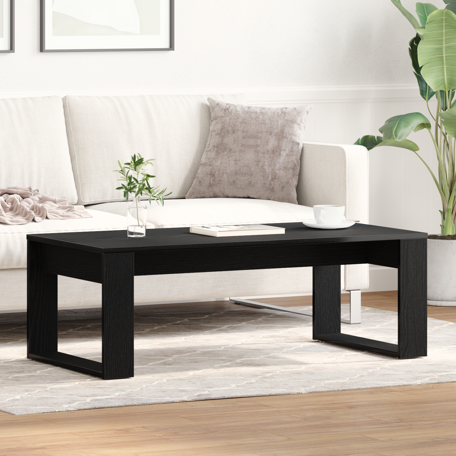 Black Oak Coffee Table 102x50x35 cm Made of Engineered Wood