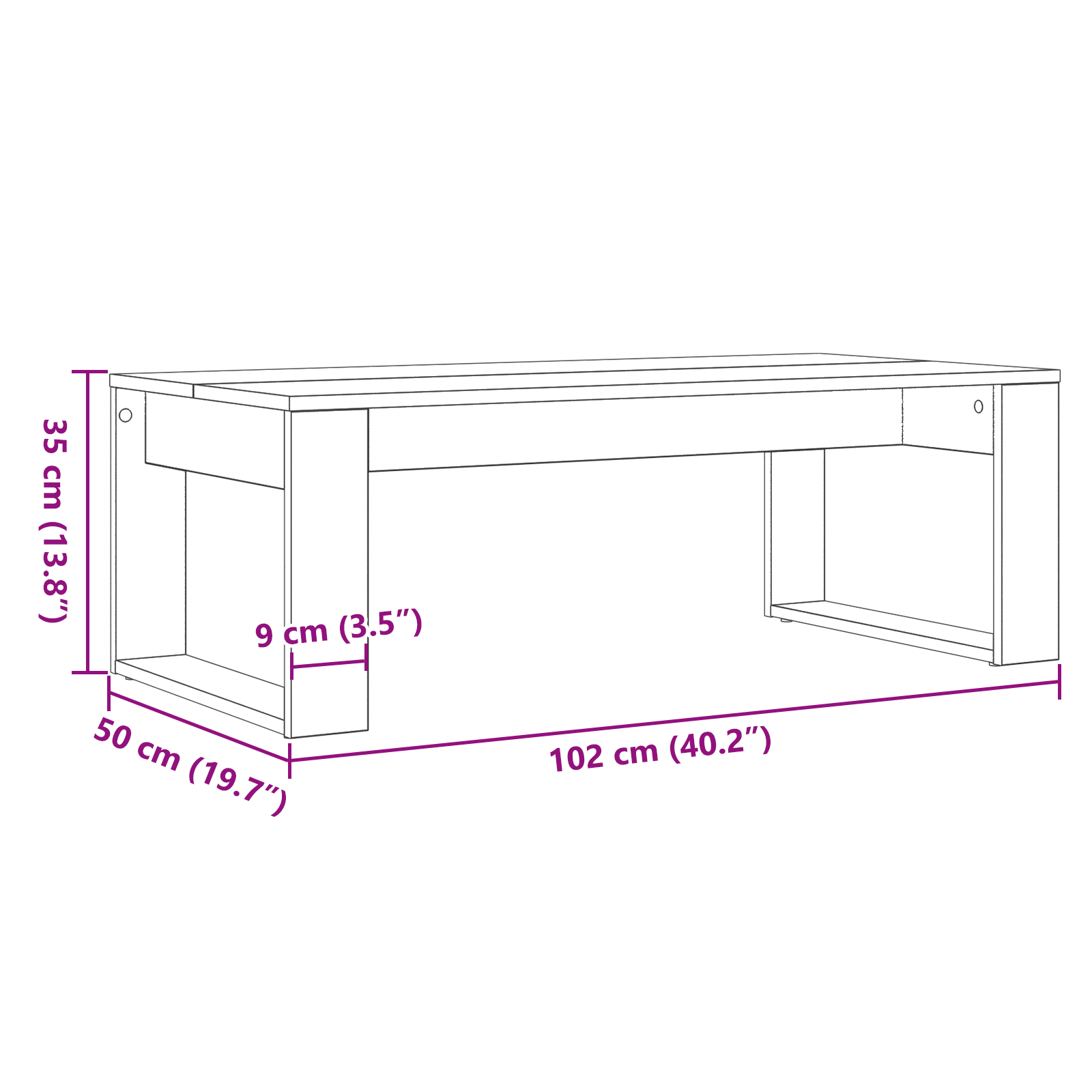 Black Oak Coffee Table 102x50x35 cm Made of Engineered Wood - Image 9