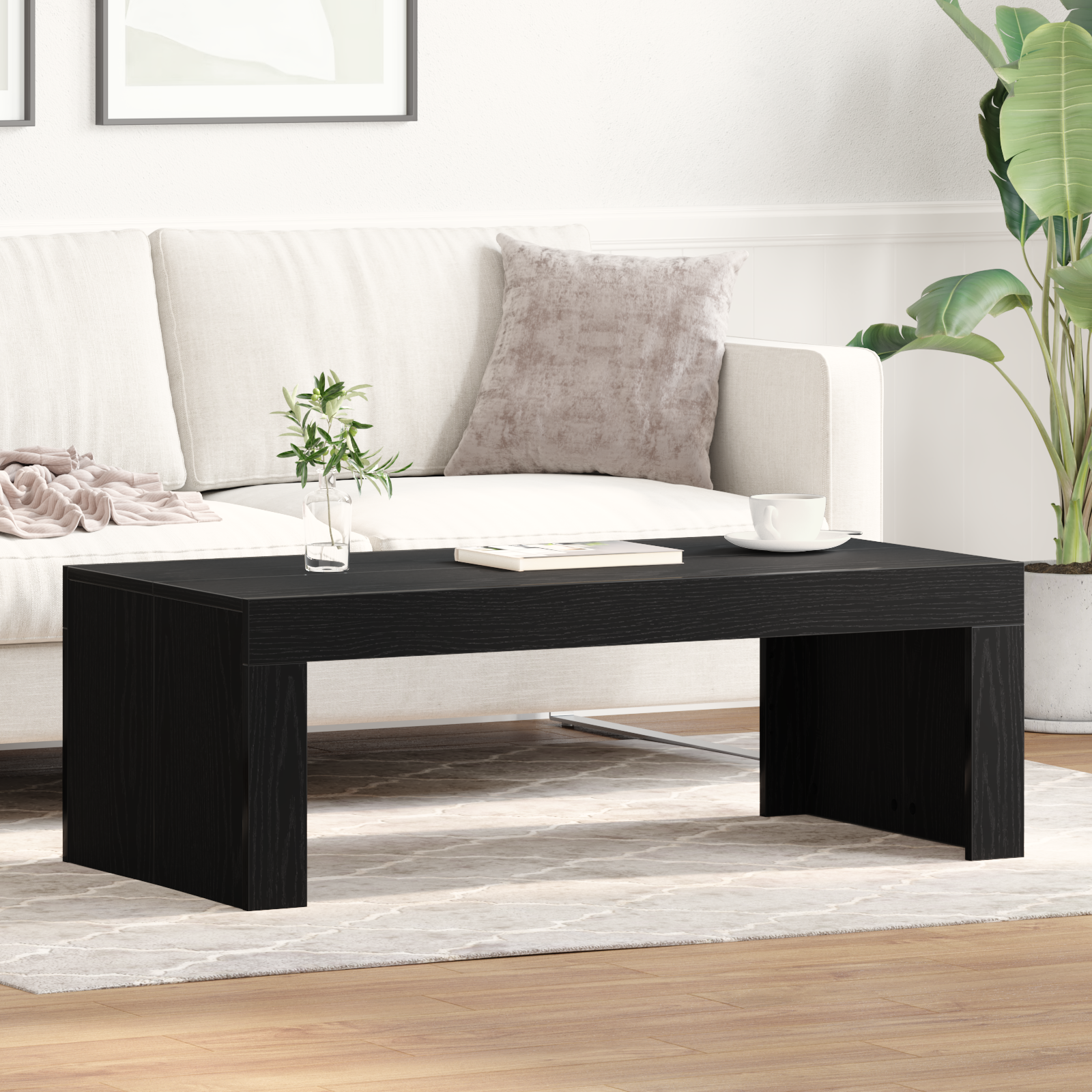 Coffee Table Black Oak 102x50x35 cm Engineered Wood
