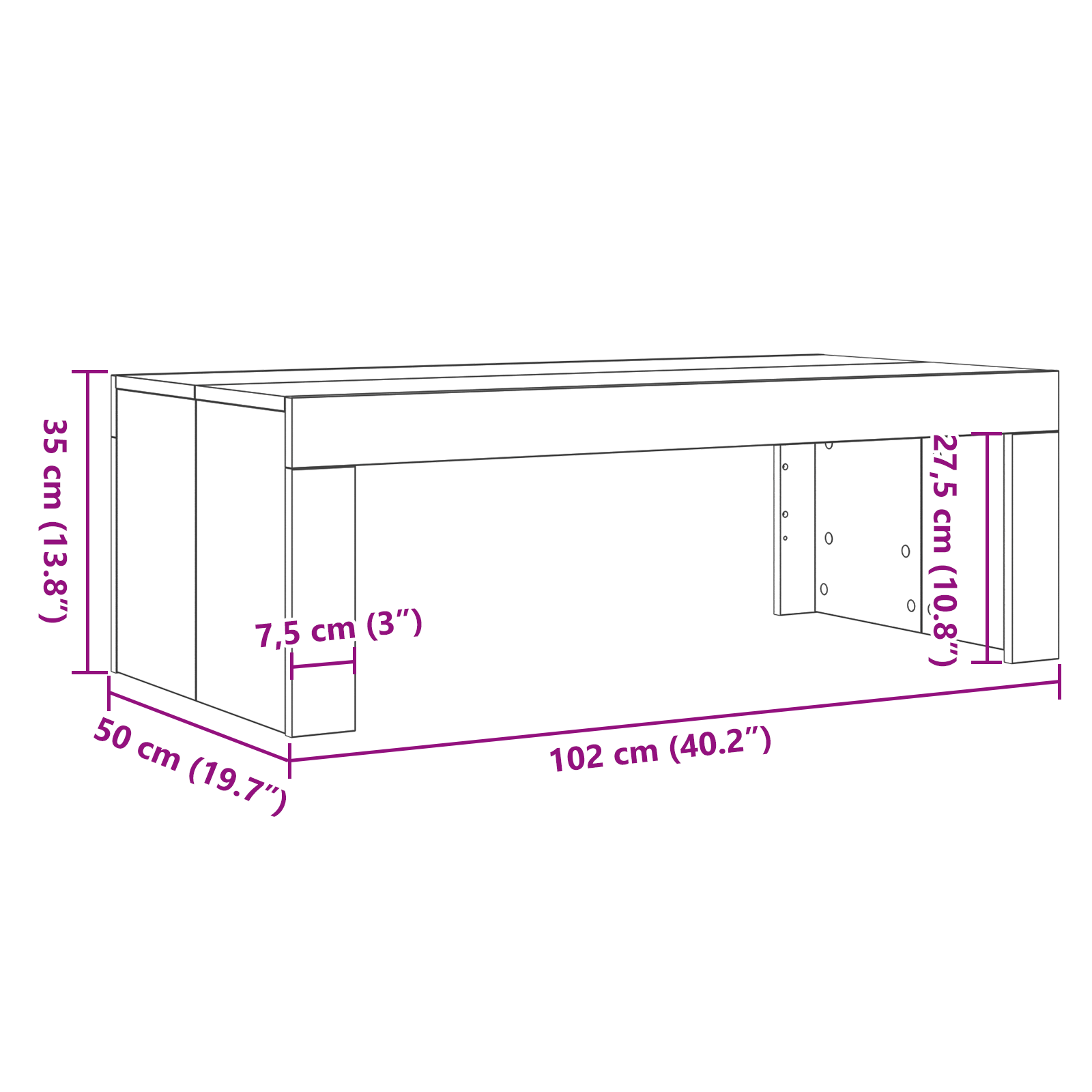 Coffee Table Black Oak 102x50x35 cm Engineered Wood - Image 9