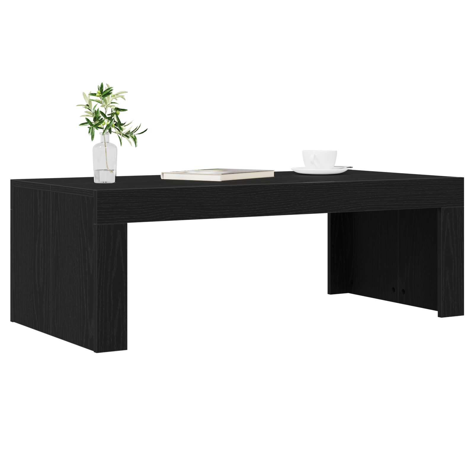 Coffee Table Black Oak 102x50x35 cm Engineered Wood - Image 3