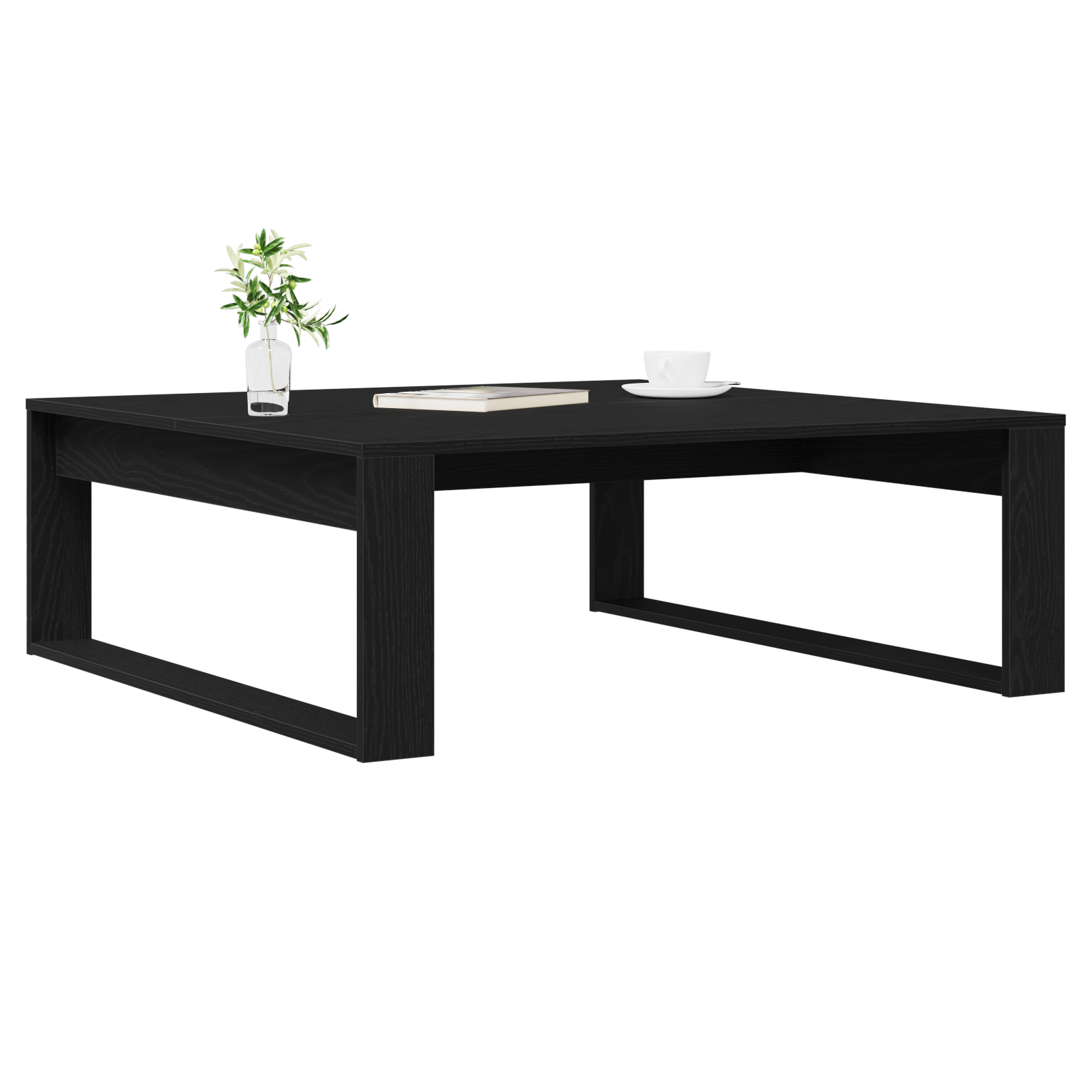 Black Oak Coffee Table - 100x100x35 cm Made from Engineered Wood - Image 3