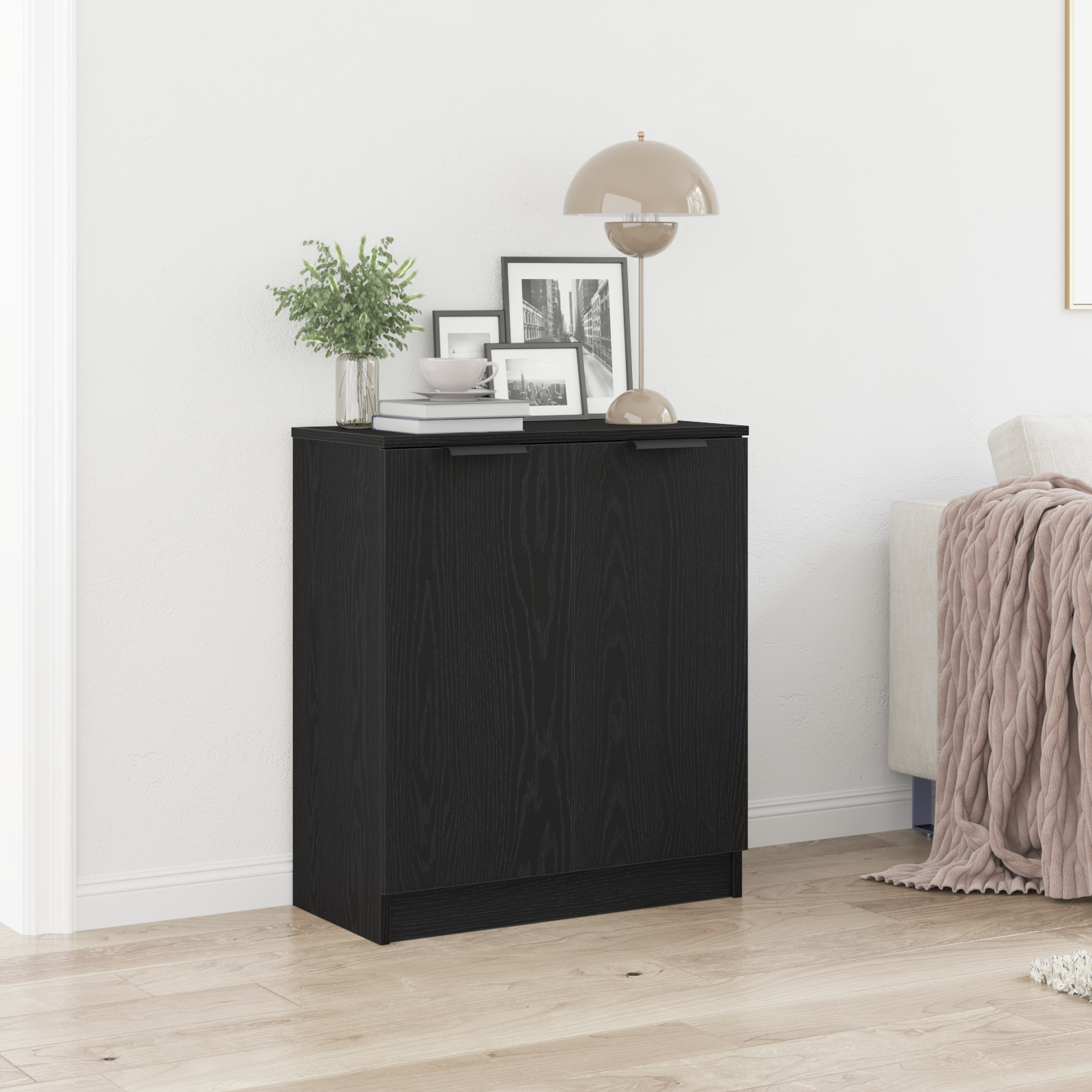 Thumbnail - vidaXL Sideboard Schwarz Eiche 60x30x70 cm Holzwerkstoff