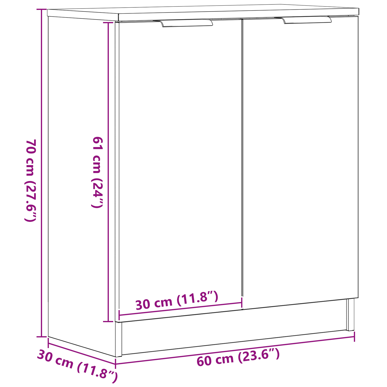 Sideboard Black Oak 60x30x70 cm Engineered Wood - Image 10