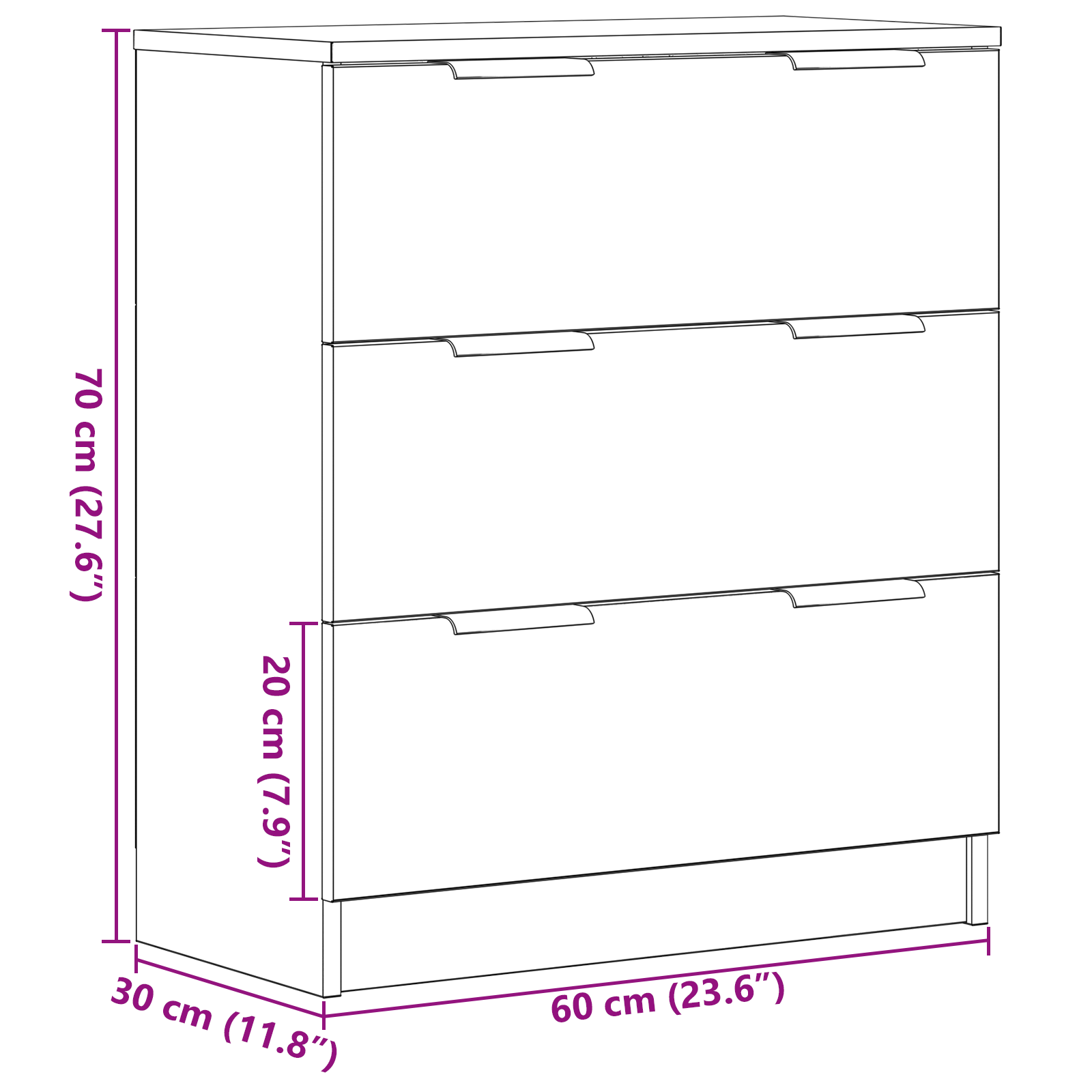Black Oak Sideboard 60x30x70 cm Manufactured Wood - Image 10