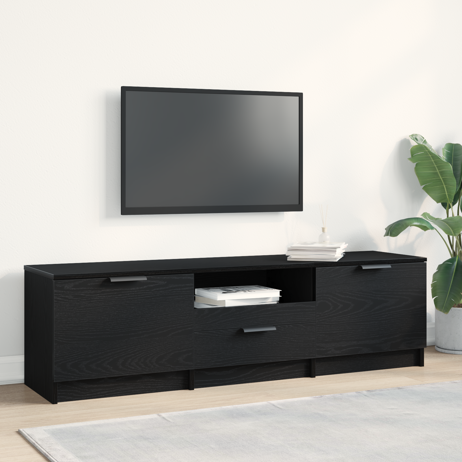 Thumbnail - vidaXL TV-Schrank - Schwarzes Eichenholz - 140x35x40 cm - Aus Holzwerkstoff gefertigt