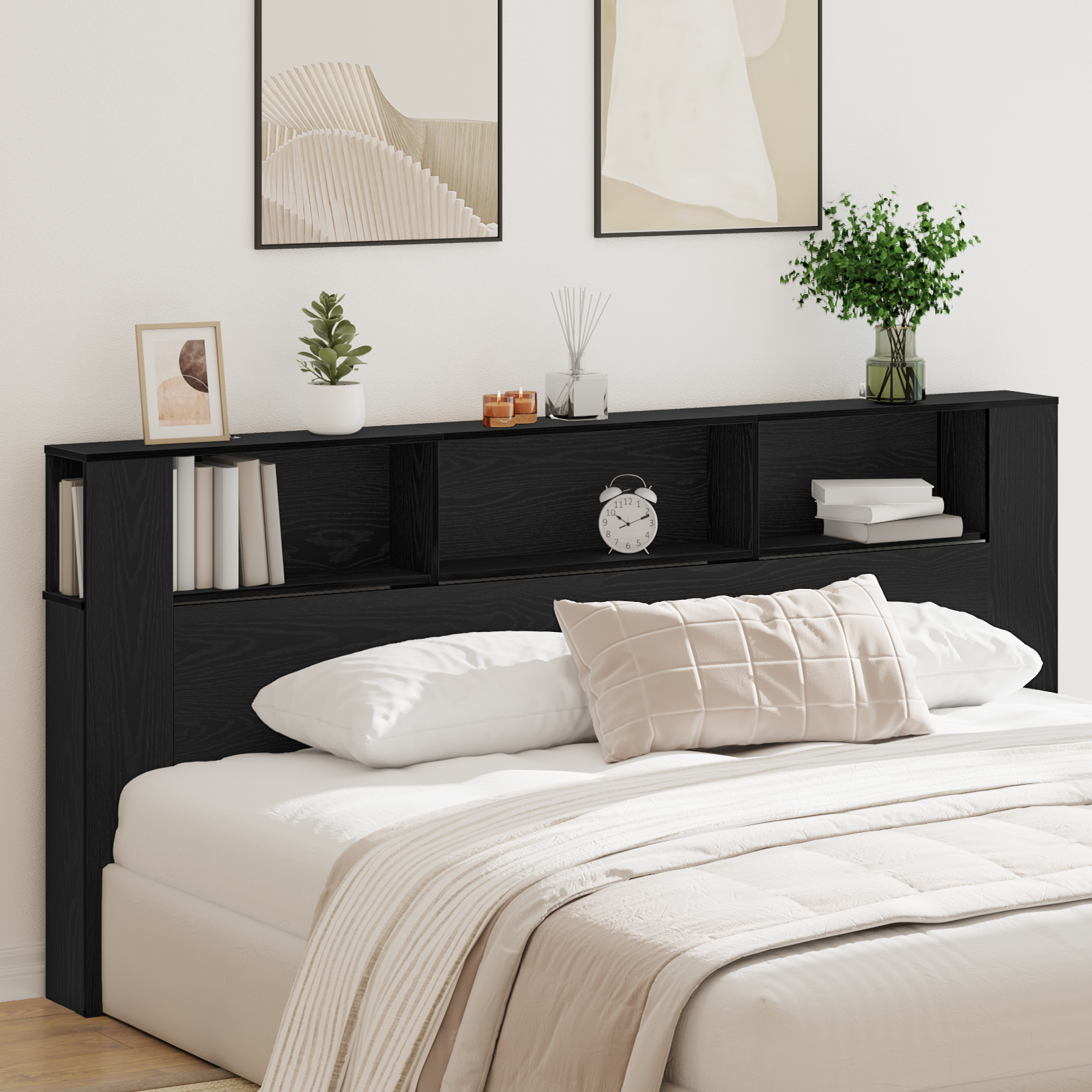 Headboard Cabinet Black Oak 220x18,5x104,5 cm