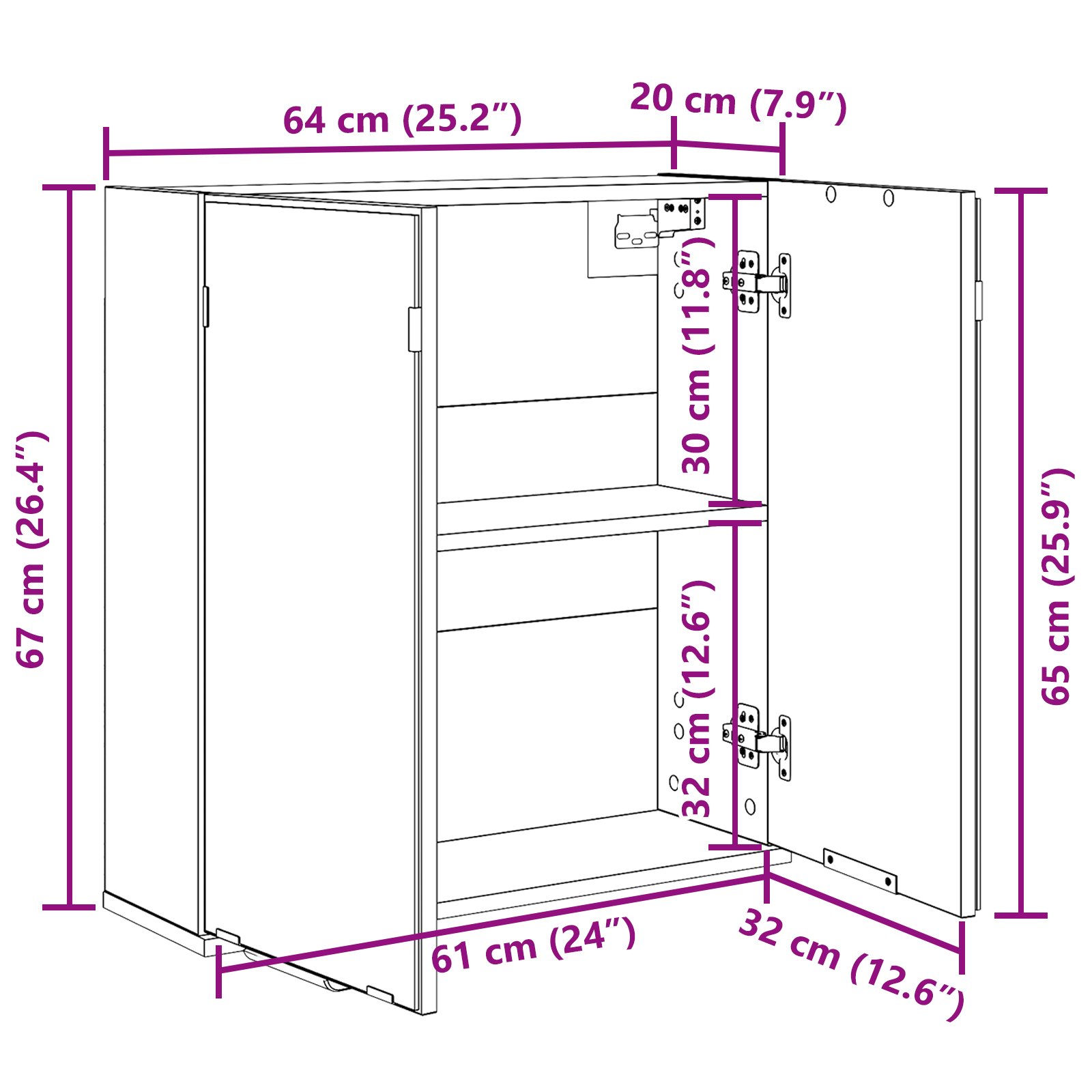 Bathroom Mirror Cabinet - Black Oak, 64x20x66.5 cm, Made from Engineered Wood - Image 11