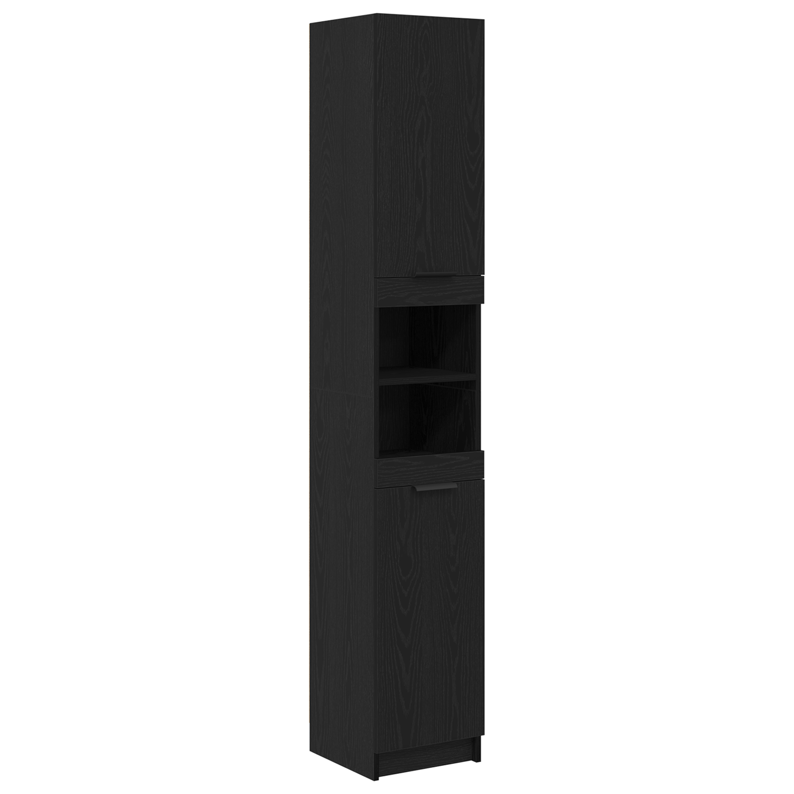 Black Oak Bathroom Cabinet - 32x34x188.5 cm, Made from Engineered Wood - Image 2