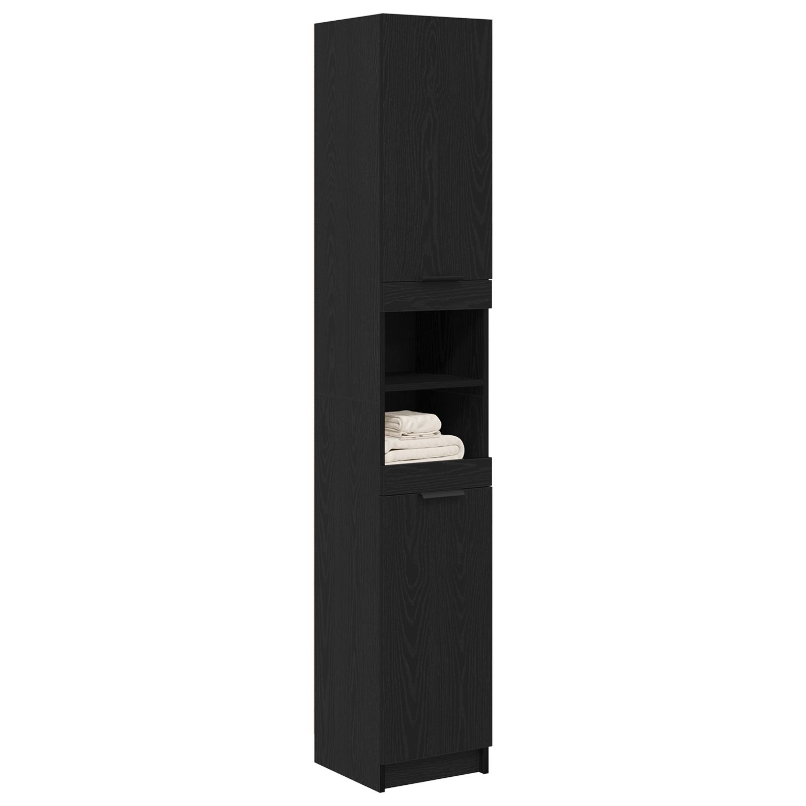 Black Oak Bathroom Cabinet - 32x34x188.5 cm, Made from Engineered Wood - Image 3