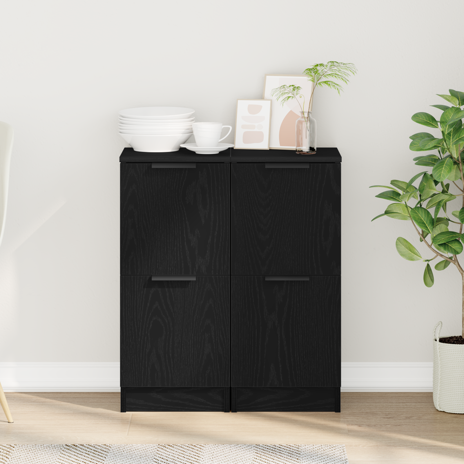 Sideboards 2 pcs in Black Oak, 30x30x70 cm, Made of Engineered Wood - Image 4