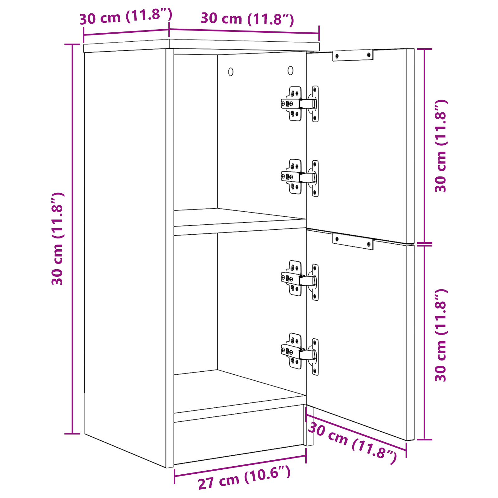 Sideboards 2 pcs in Black Oak, 30x30x70 cm, Made of Engineered Wood - Image 11