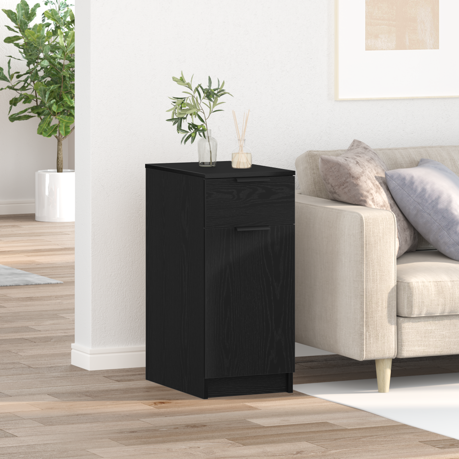 Desk Cabinet in Black Oak - 33x50x75 cm - Made from Engineered Wood