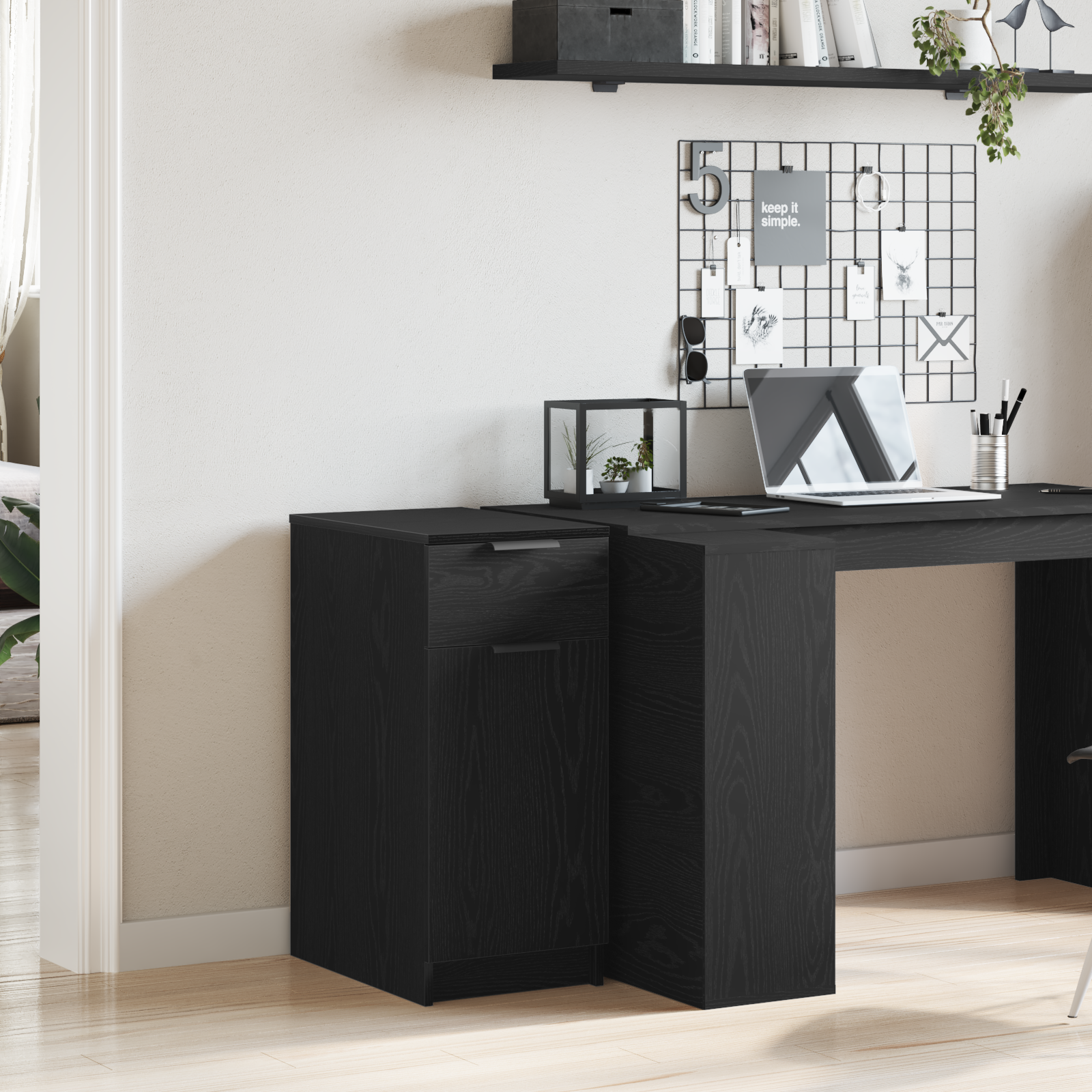 Desk Cabinet in Black Oak - 33x50x75 cm - Made from Engineered Wood - Image 4