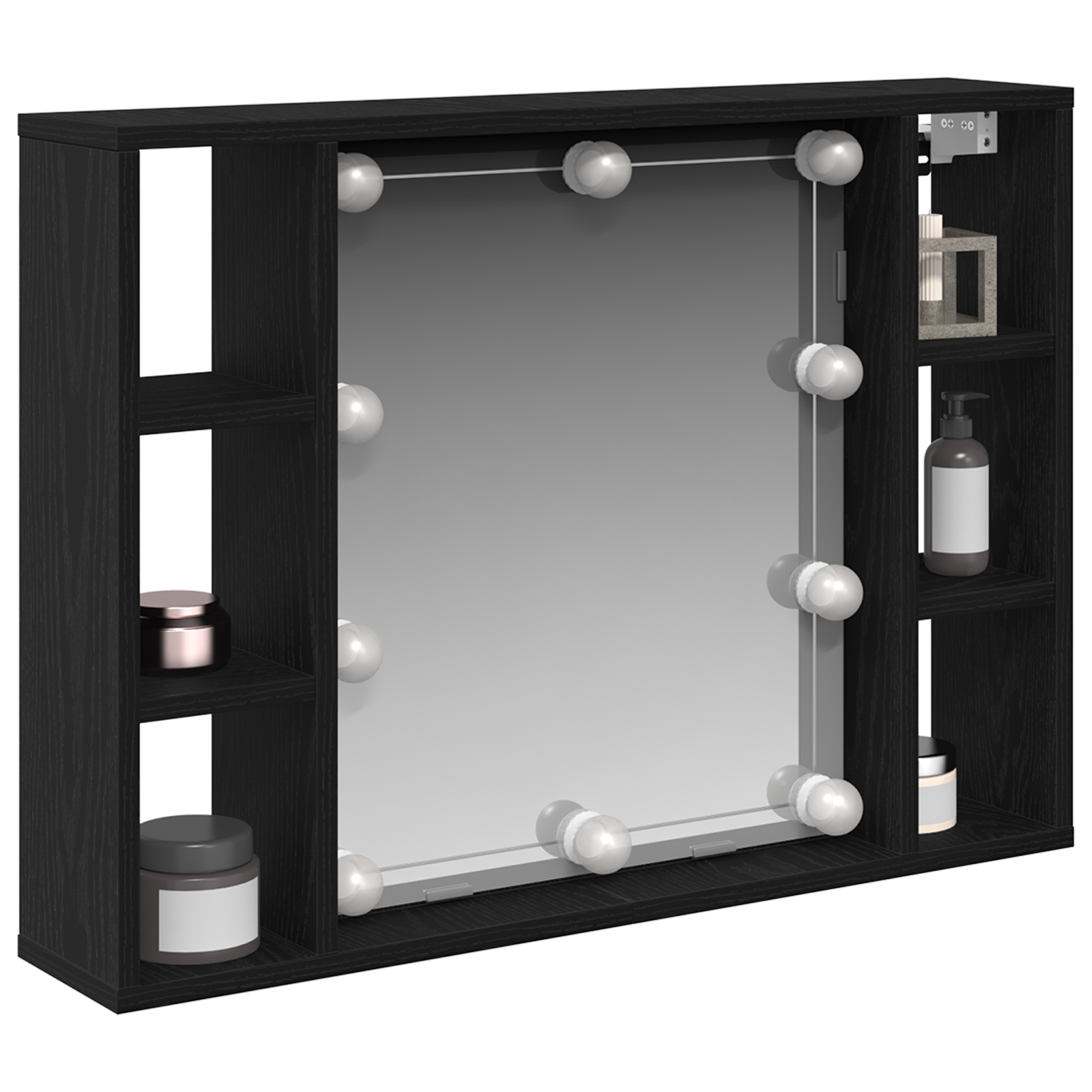 LED Mirror Cabinet - Black Oak - 76x15x55 cm - Made of Engineered Wood - Image 3