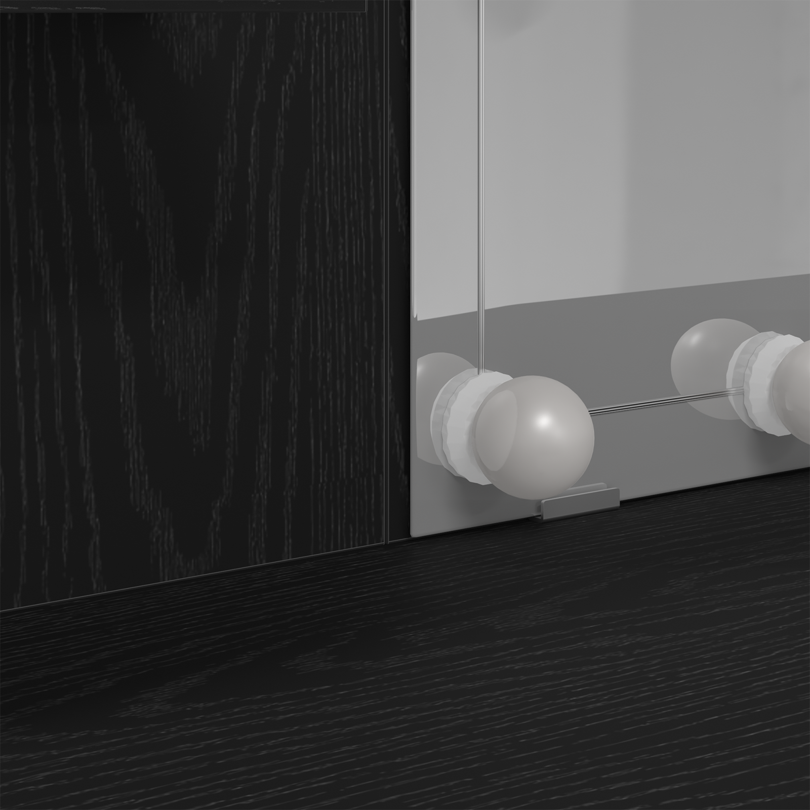 Dressing Table with LED Lights Black Oak 96x40x142 cm - Image 9