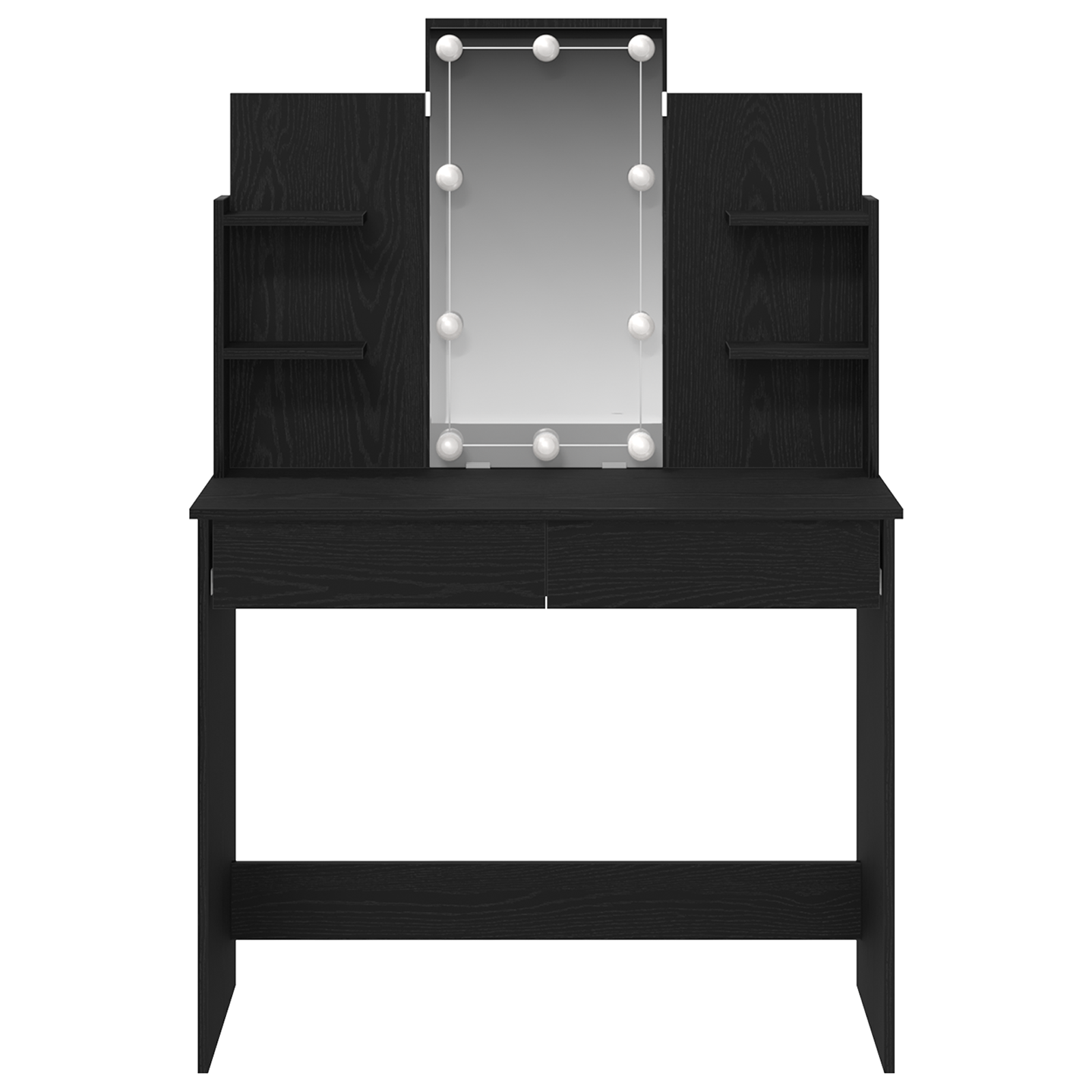Dressing Table with LED Lights Black Oak 96x40x142 cm - Image 7