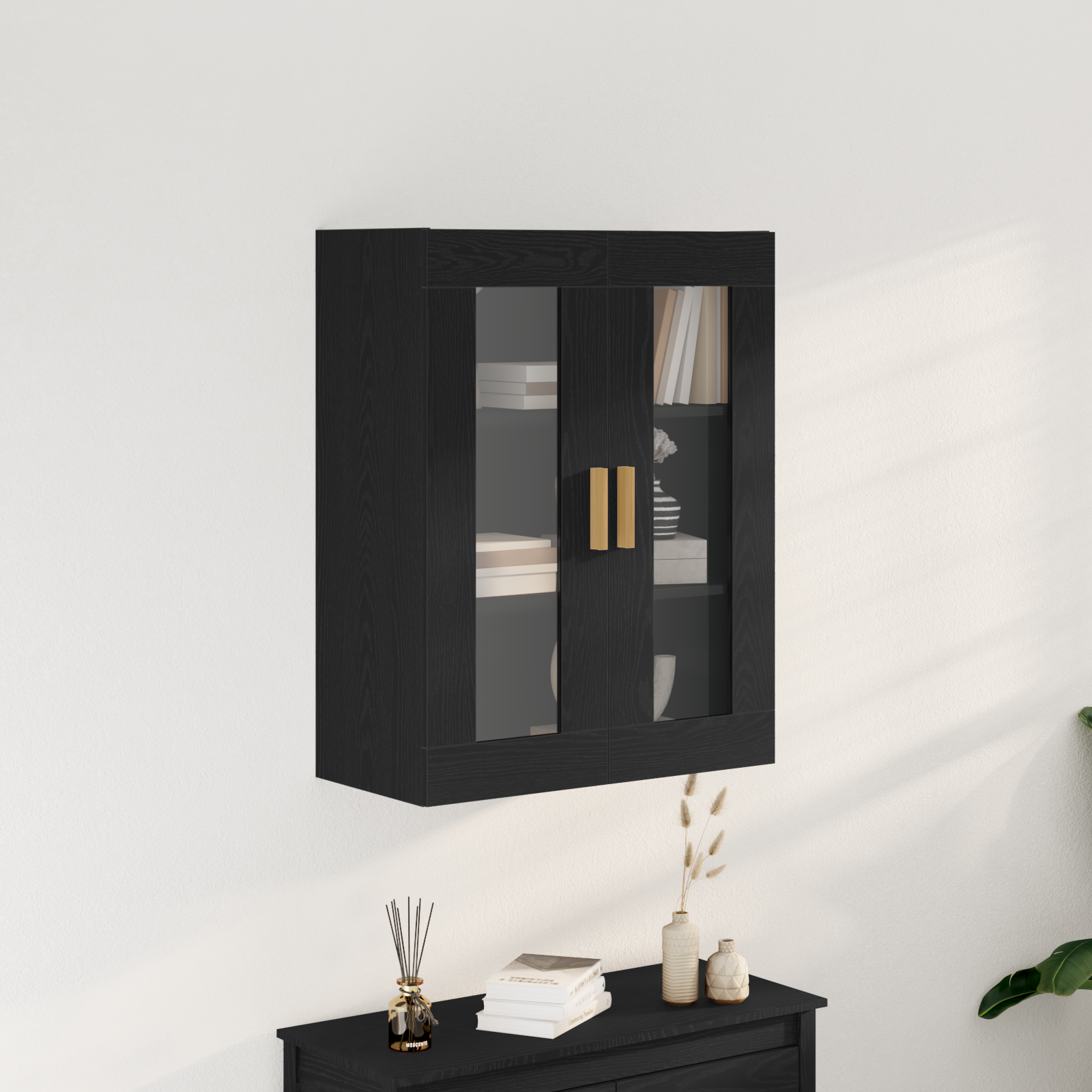 Black Oak Wall Cabinet - 69.5x34x90 cm