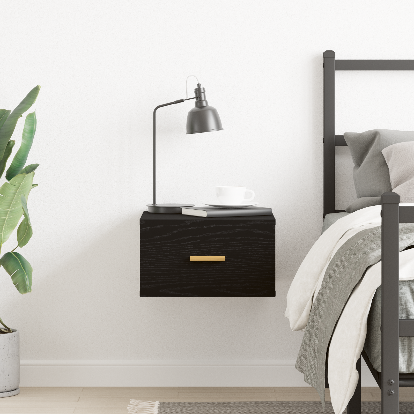 Wall-mounted Bedside Cabinet Black Oak 35x35x20 cm - Image 4