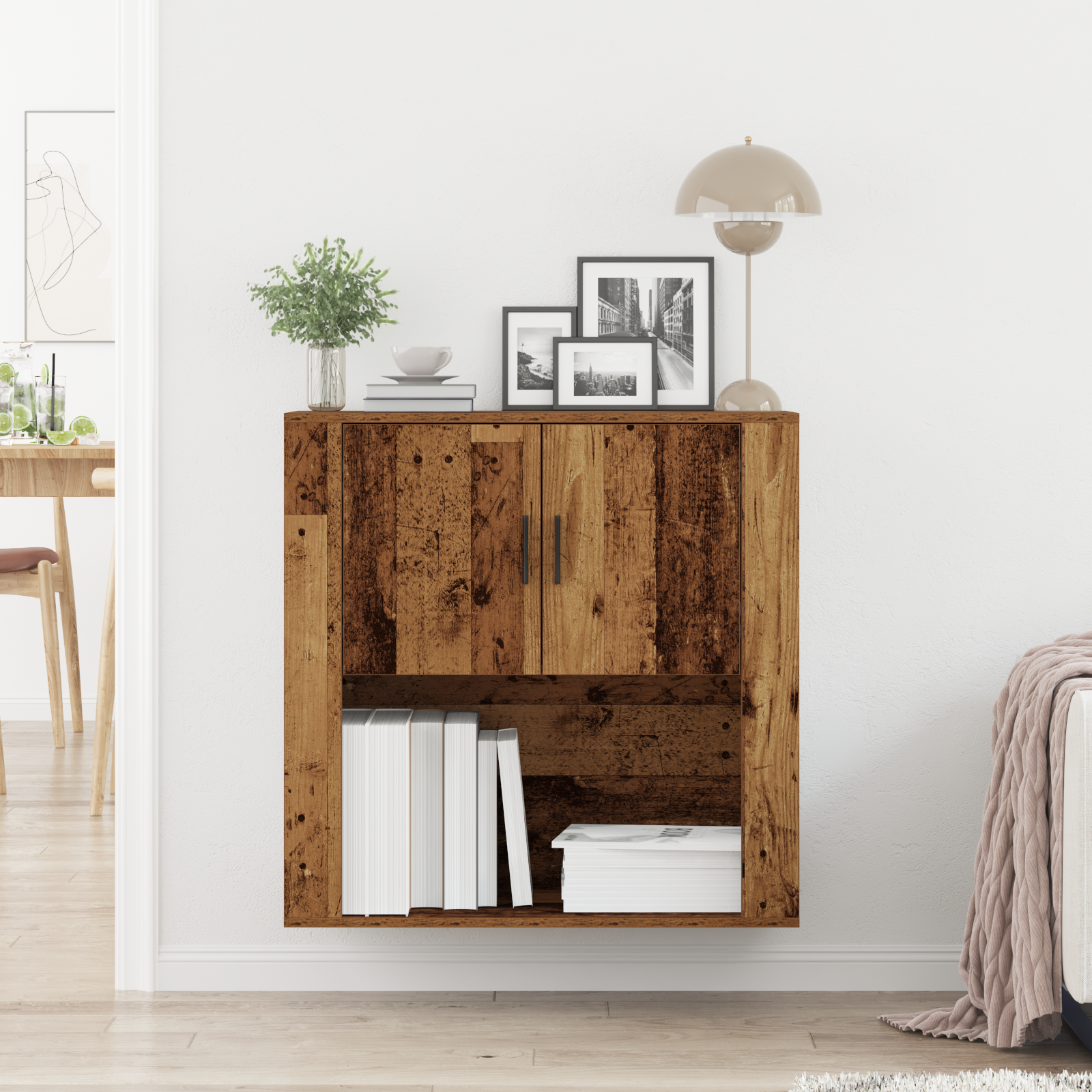 Wall Cabinet Old Wood 80x33x80 cm Engineered Wood - Image 4