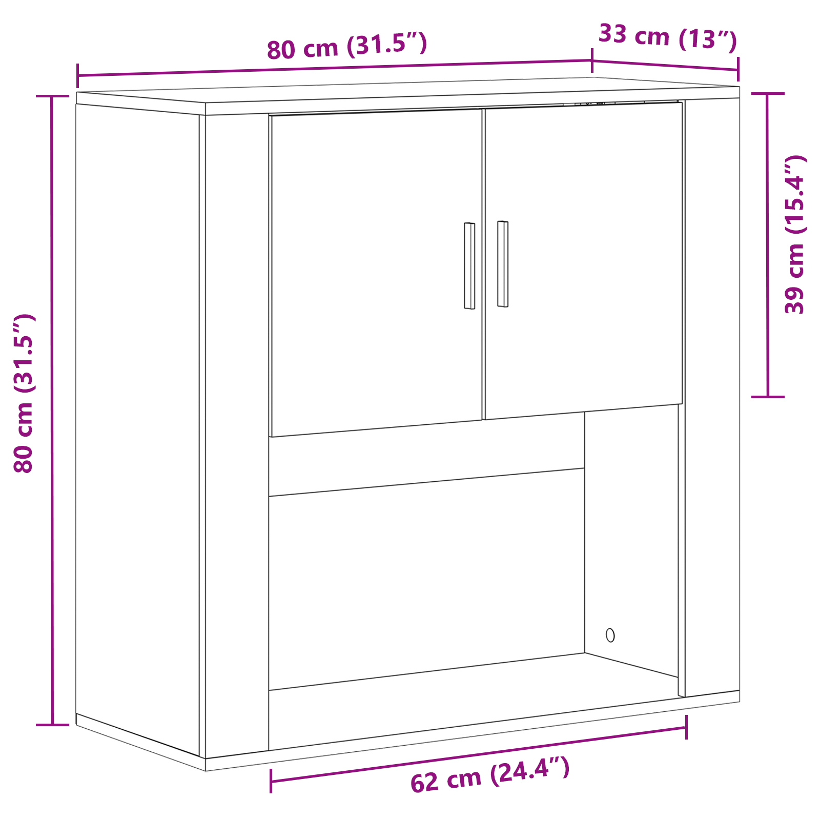Wall Cabinet Old Wood 80x33x80 cm Engineered Wood - Image 11
