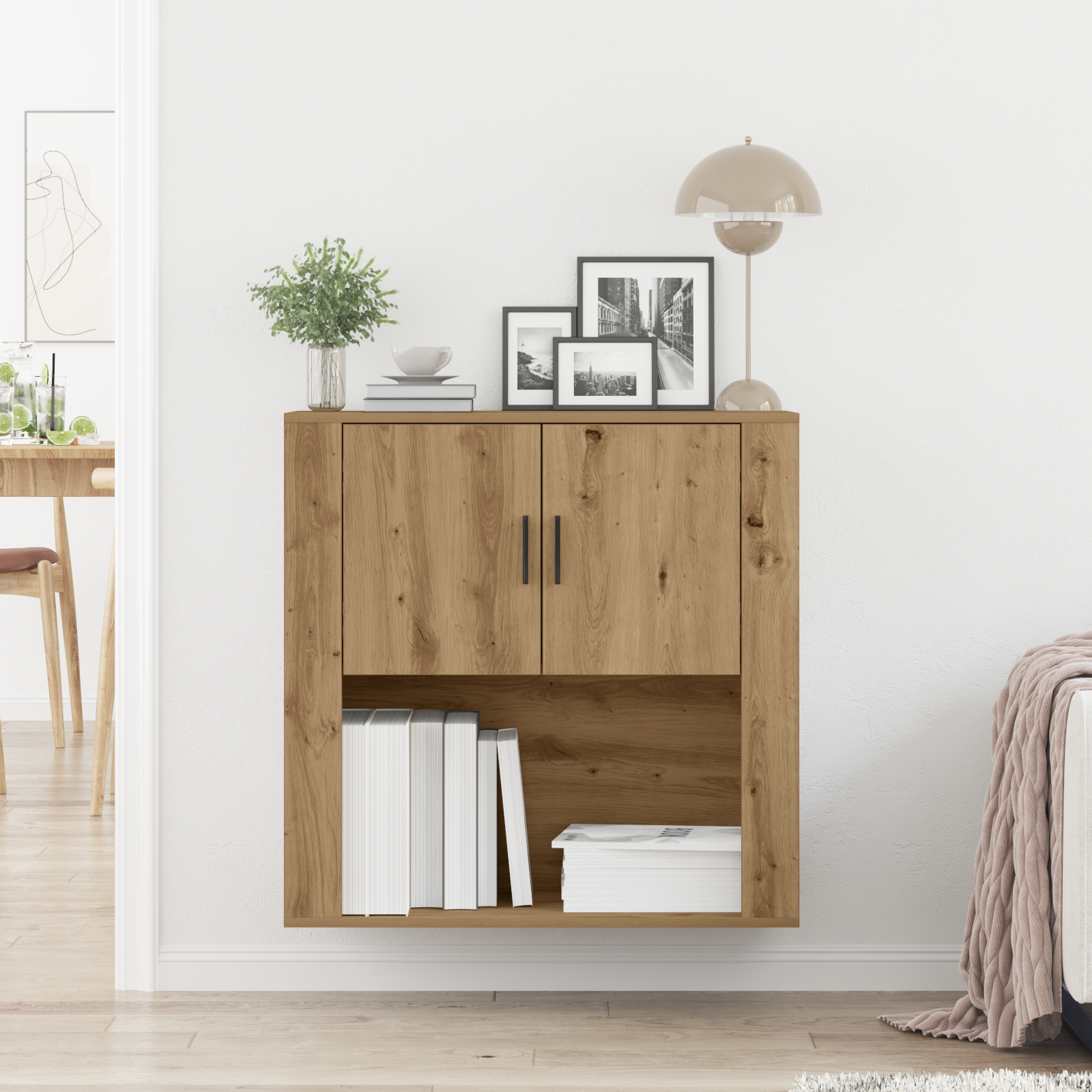 Wall Cabinet Artisan Oak 80x33x80 cm Engineered Wood - Image 4