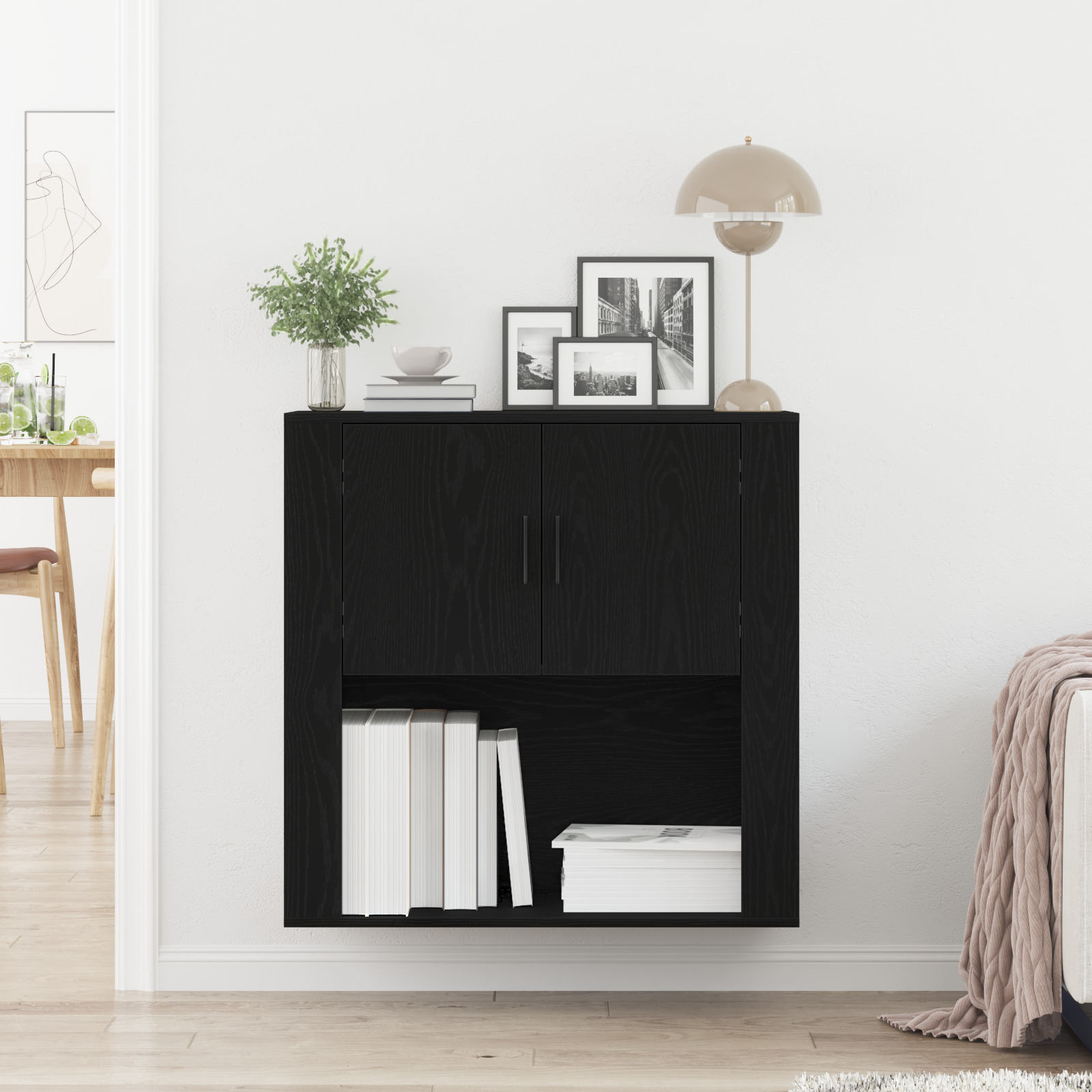 Wall Cabinet Black Oak 80x33x80 cm Engineered Wood - Image 4