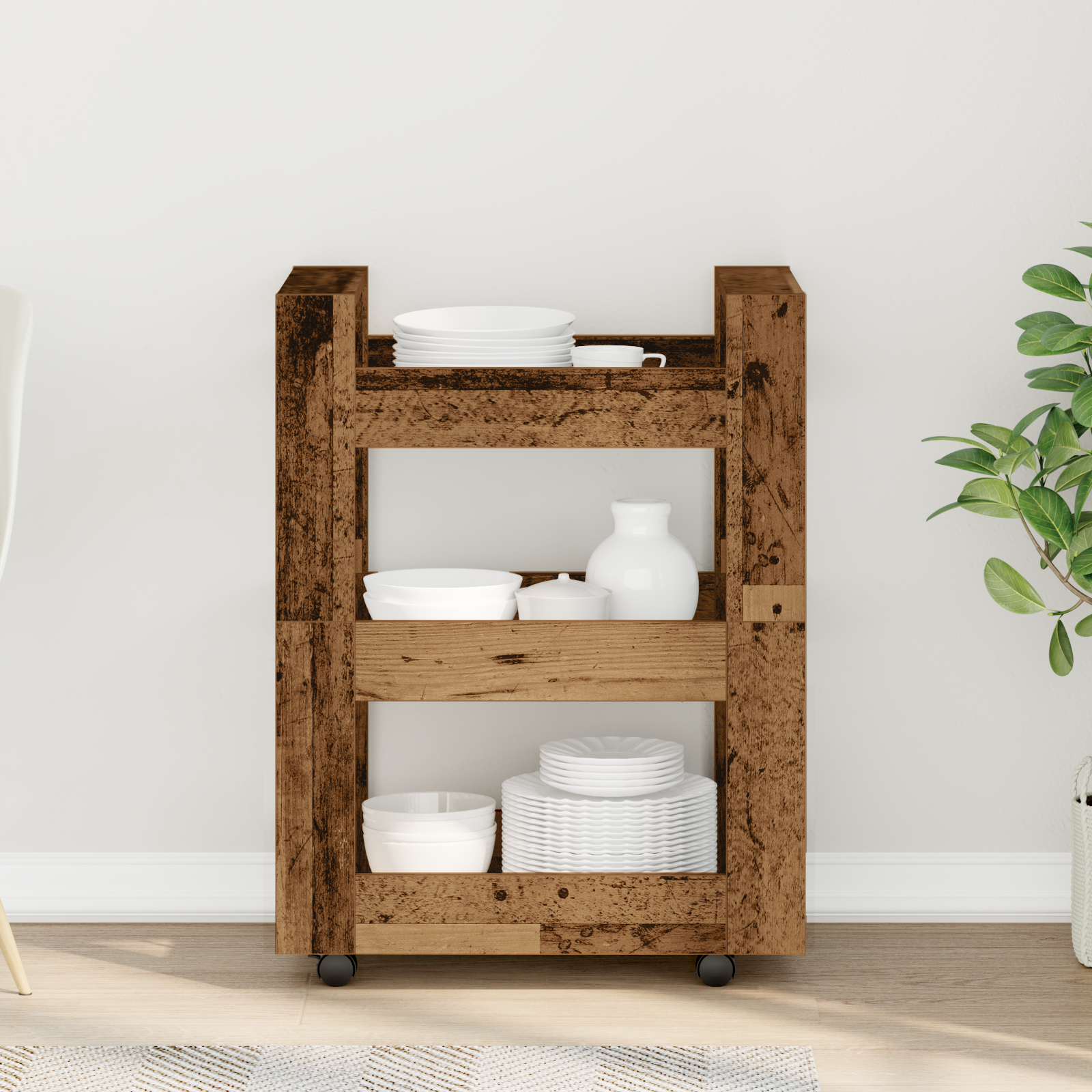 Kitchen Trolley Old Wood 60x45x80 cm Engineered Wood - Image 4