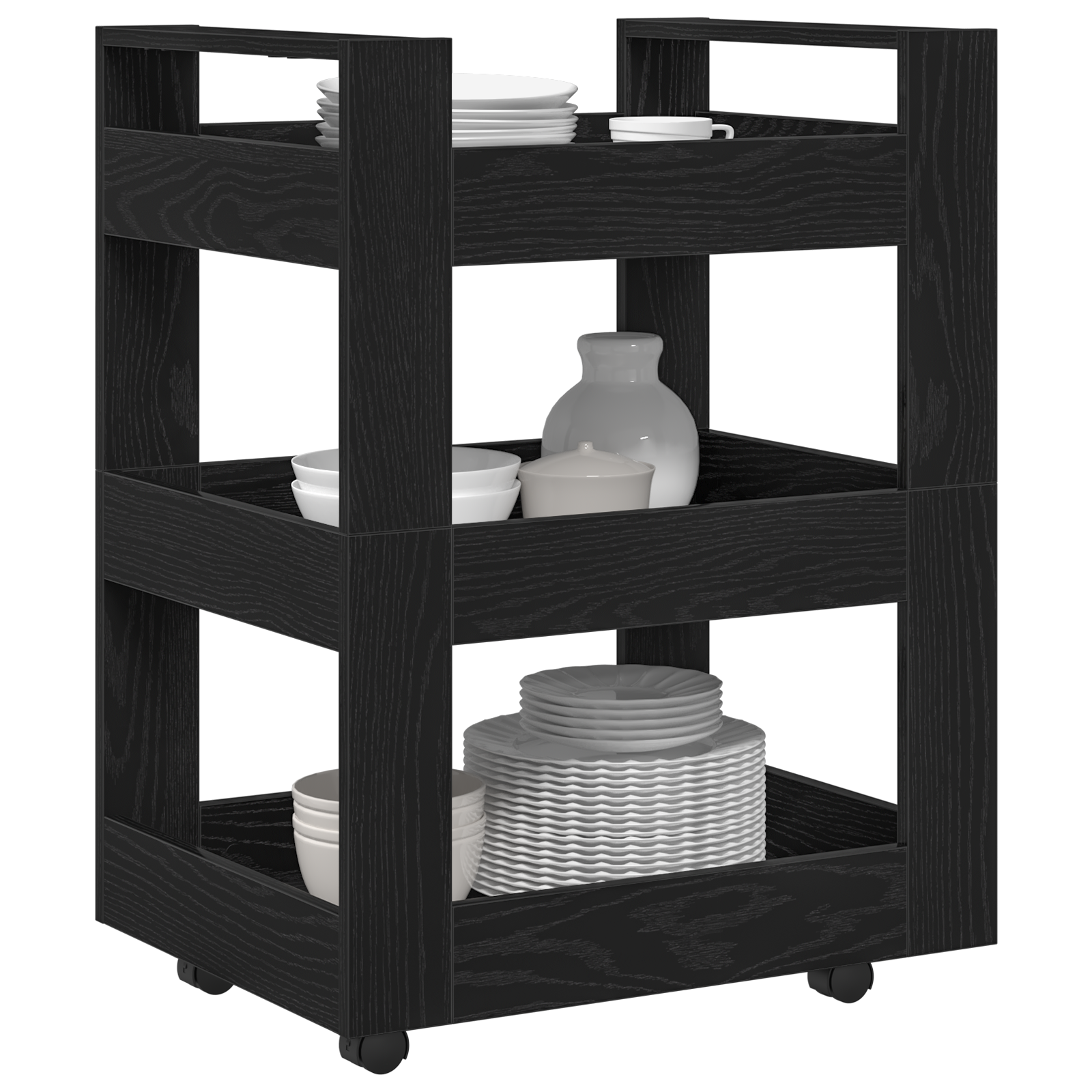 Kitchen Trolley Black Oak 60x45x80 cm Engineered Wood - Image 3