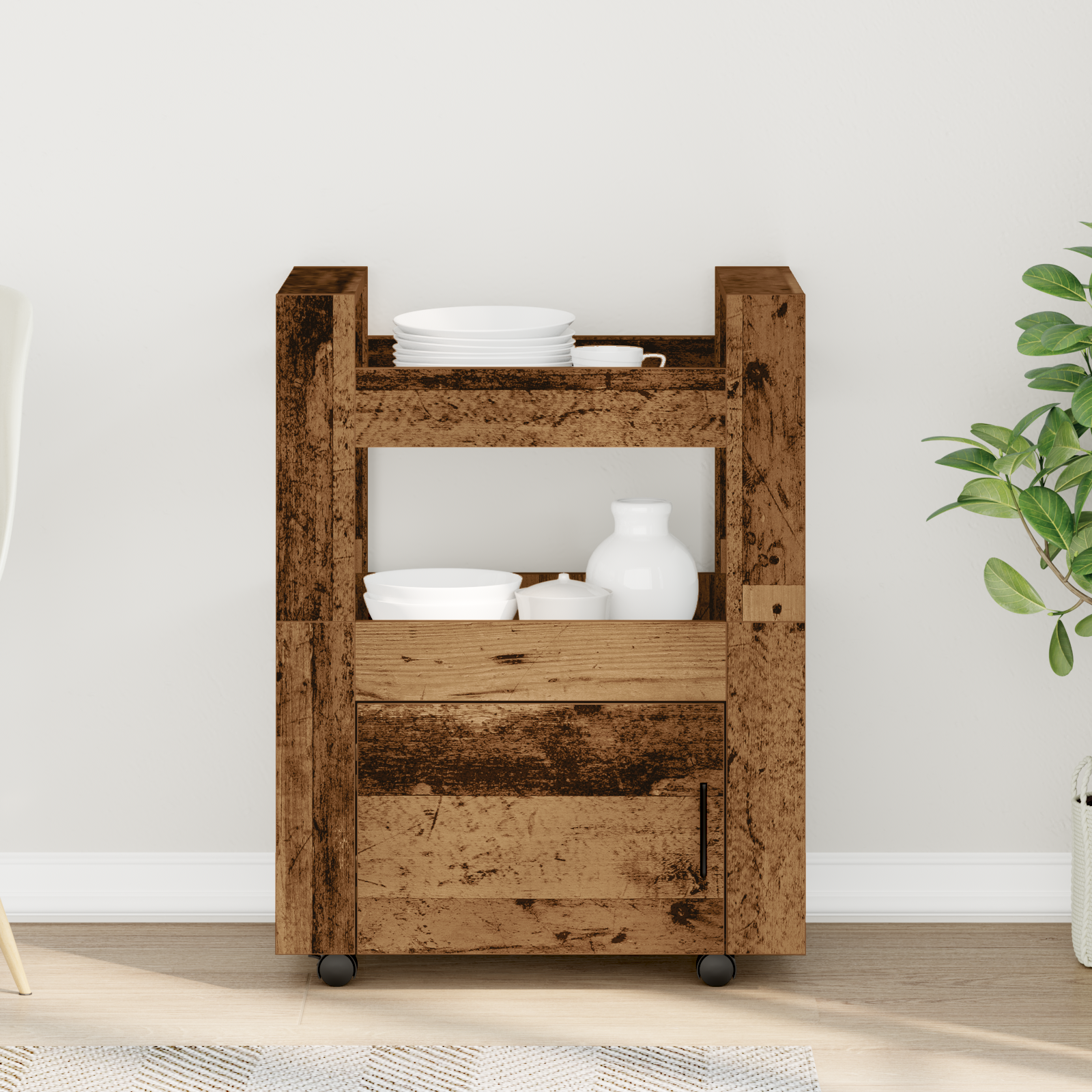 Kitchen Trolley Old Wood 60x45x80 cm Engineered Wood - Image 4