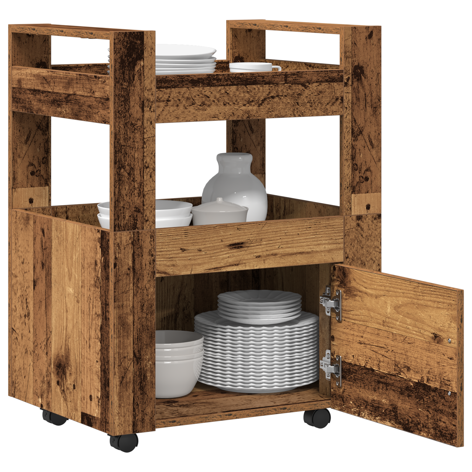 Kitchen Trolley Old Wood 60x45x80 cm Engineered Wood - Image 3