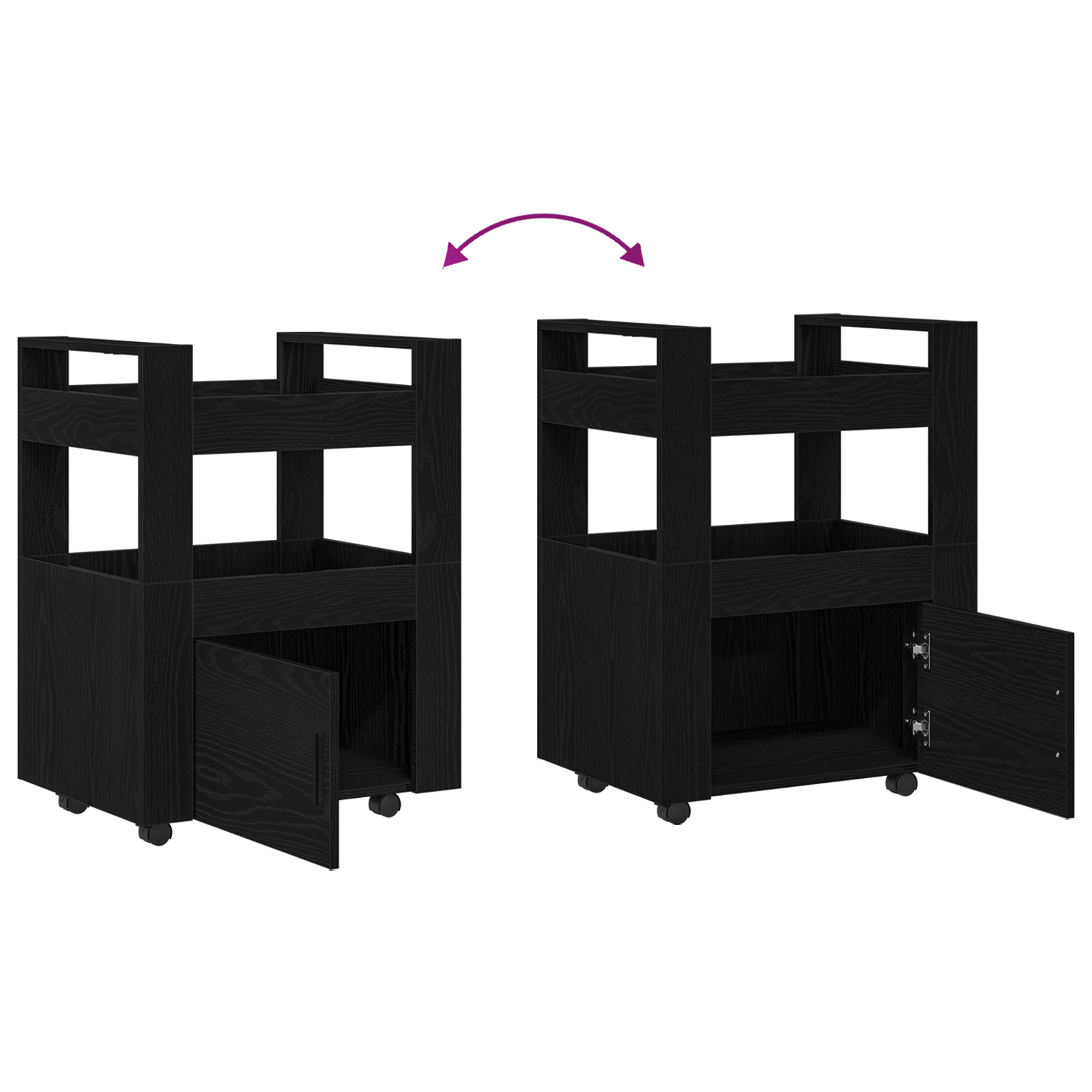 Kitchen Trolley Black Oak 60x45x80 cm Engineered Wood - Image 11