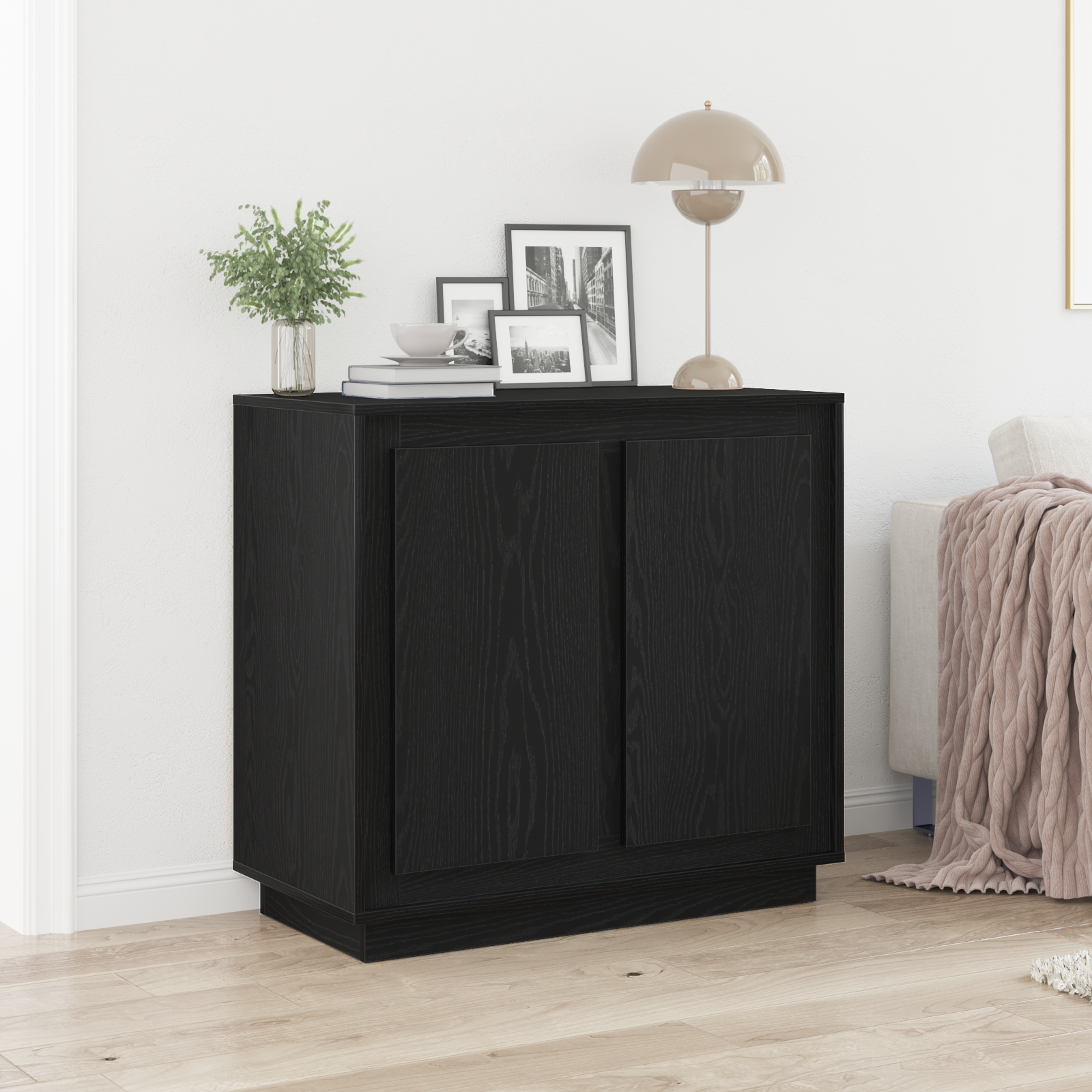 Sideboard Black Oak 80x34x75 cm Engineered Wood