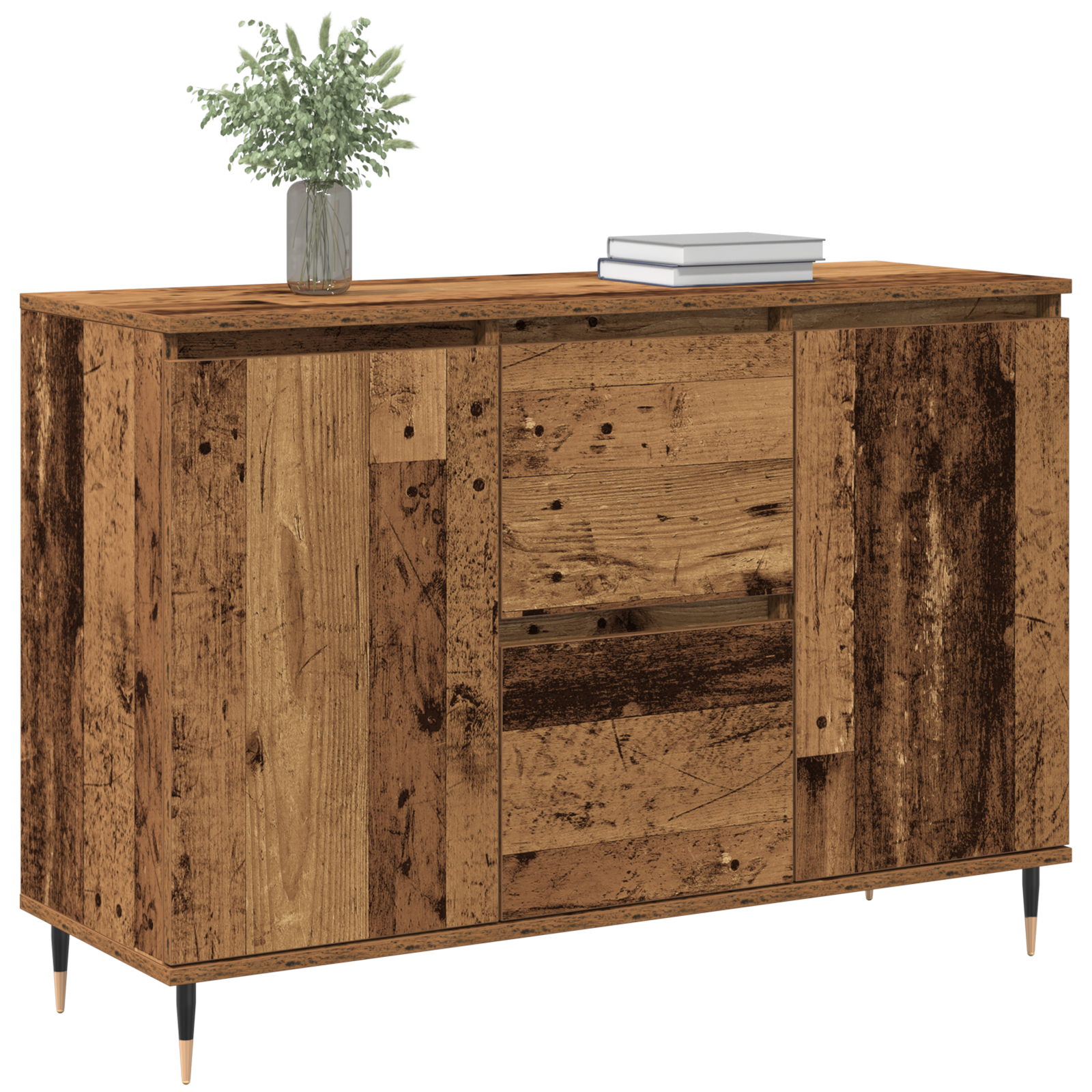 Sideboard with Doors & Drawers Old Wood 101,5x35x70 cm - Image 3