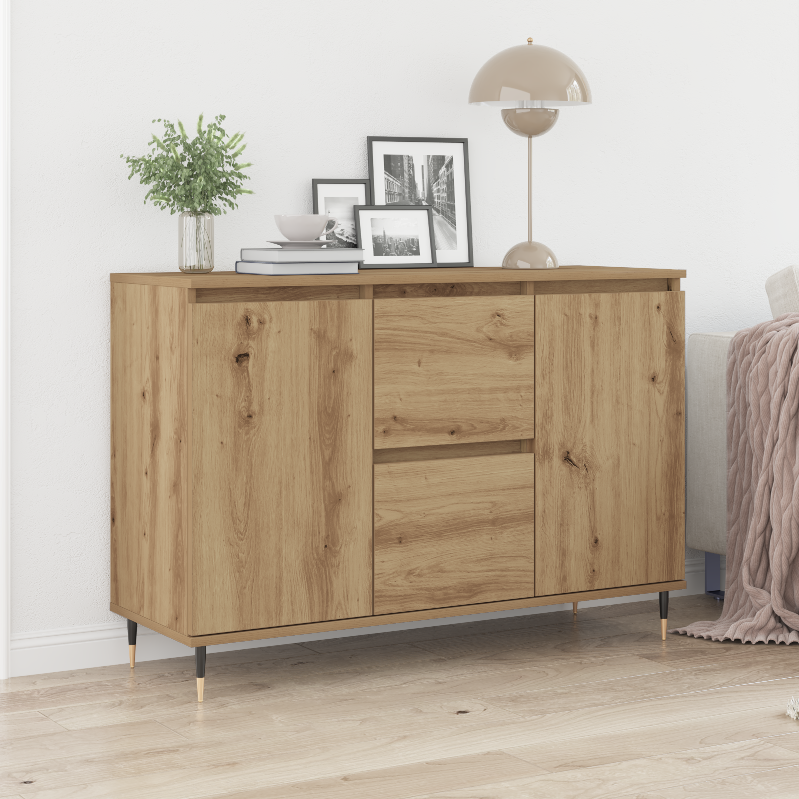 Sideboard with Doors & Drawers Artisan Oak 101,5x35x70 cm